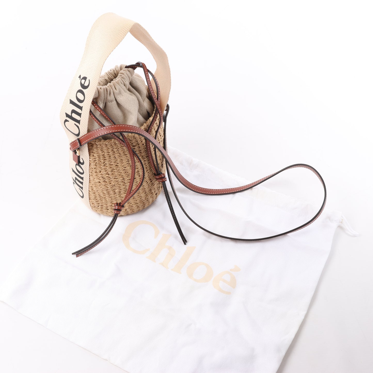 Chloe Woody Small Buckets Papier 2Way Shoulder Bag in Beige