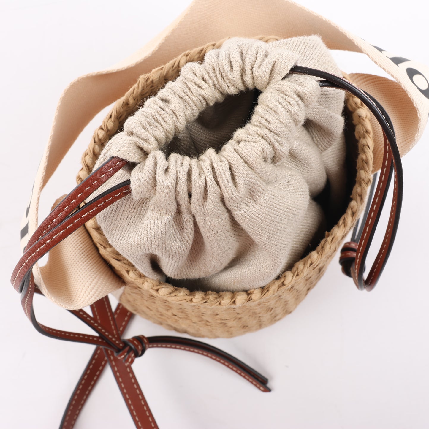 Chloe Woody Small Buckets Papier 2Way Shoulder Bag in Beige