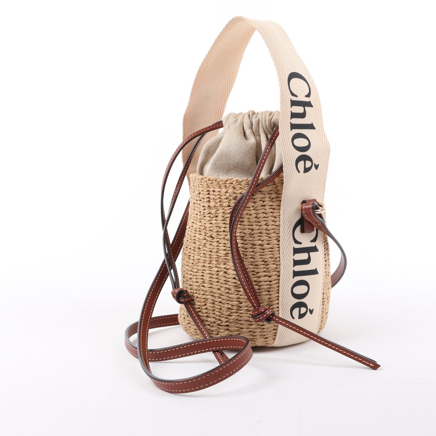 Chloe Woody Small Buckets Papier 2Way Shoulder Bag in Beige