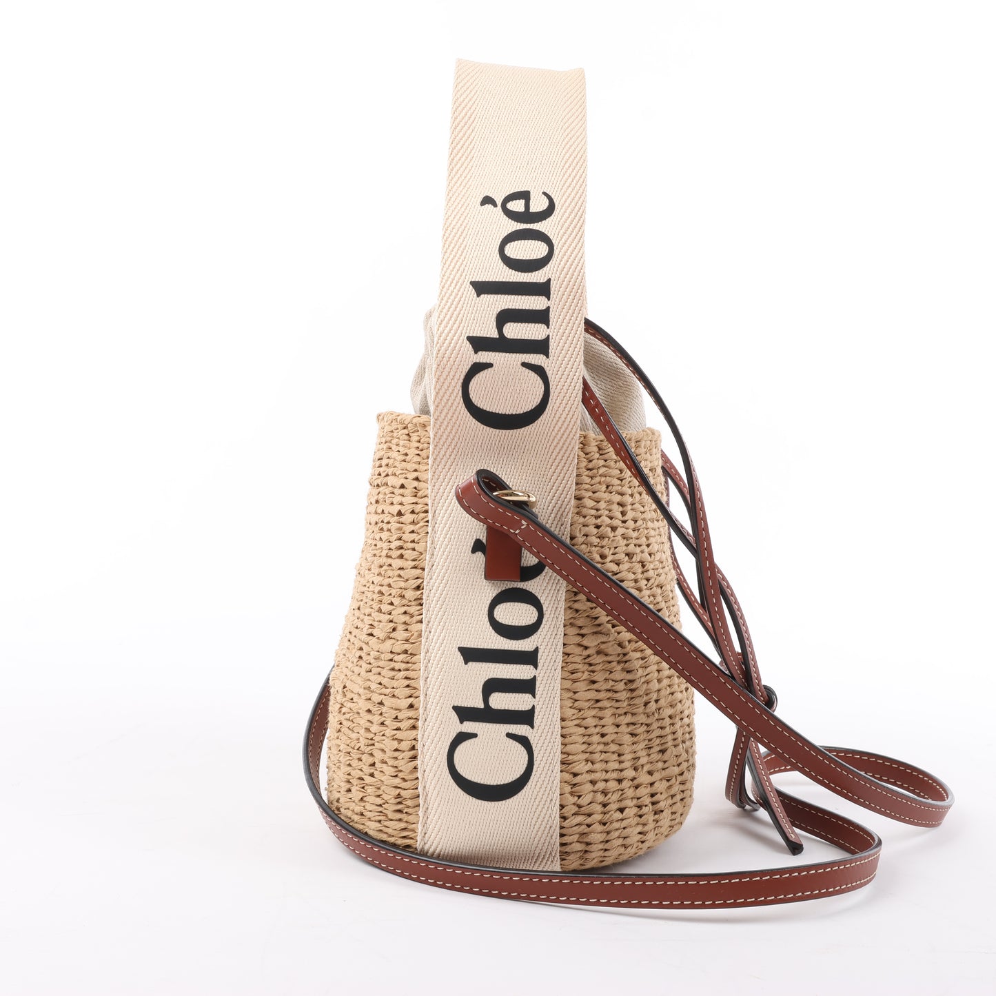 Chloe Woody Small Buckets Papier 2Way Shoulder Bag in Beige