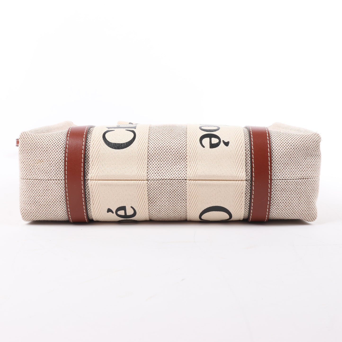 Chloé Woody Kleine 2-Wege-Handtasche aus Canvas und Leder in Beige x Braun