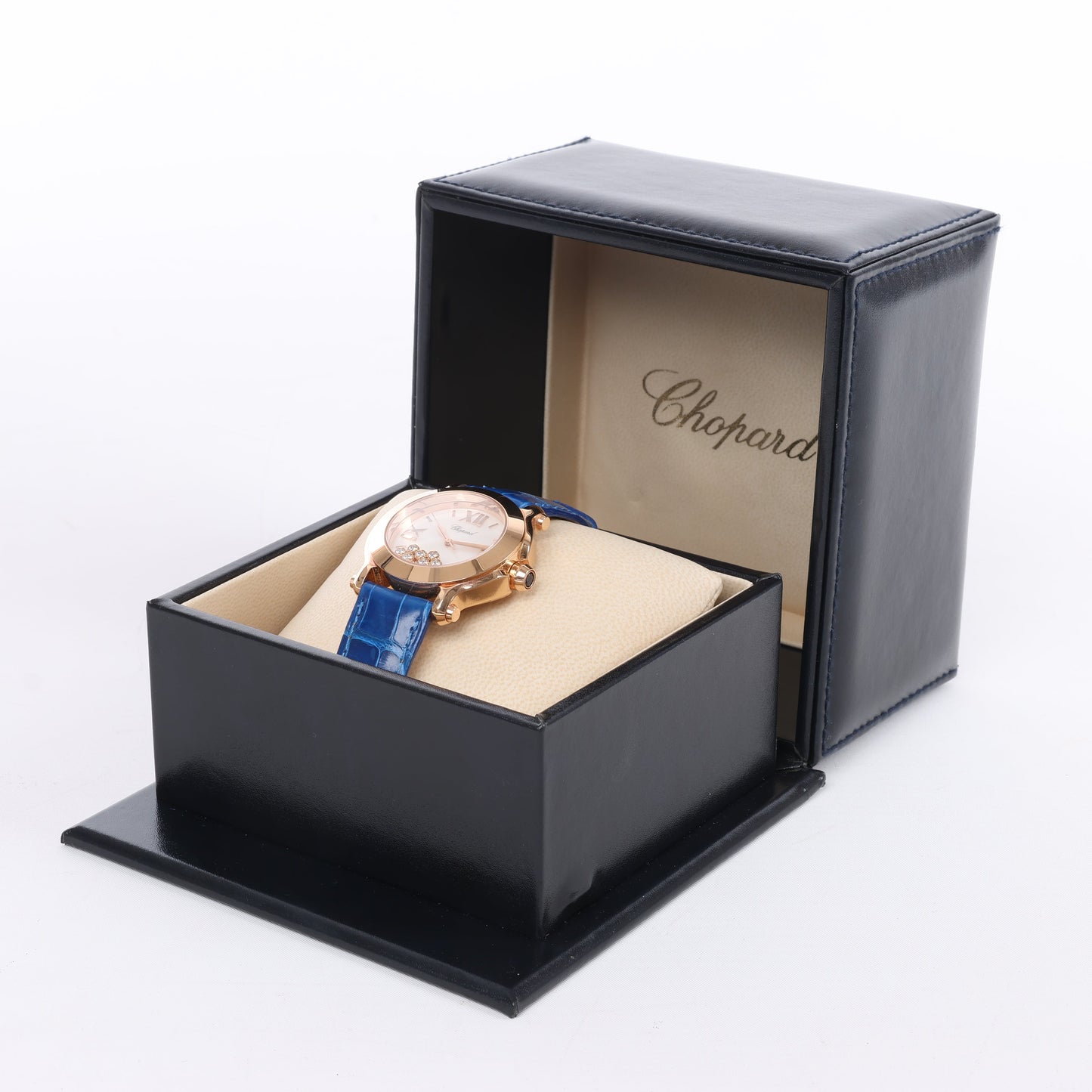Chopard Happy Sport 277471-5001 Leder x RG QZ Uhr mit silbernem Zifferblatt