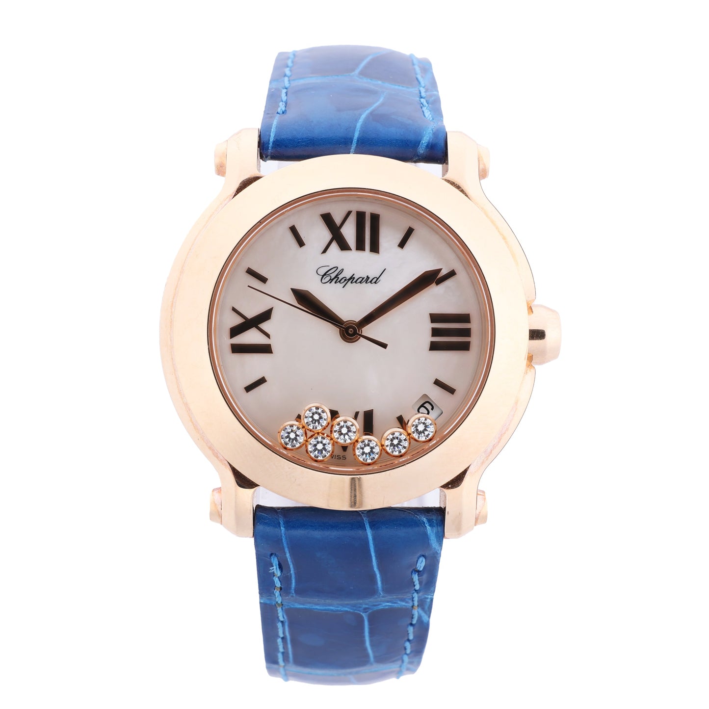Chopard Happy Sport 277471-5001 Leder x RG QZ Uhr mit silbernem Zifferblatt