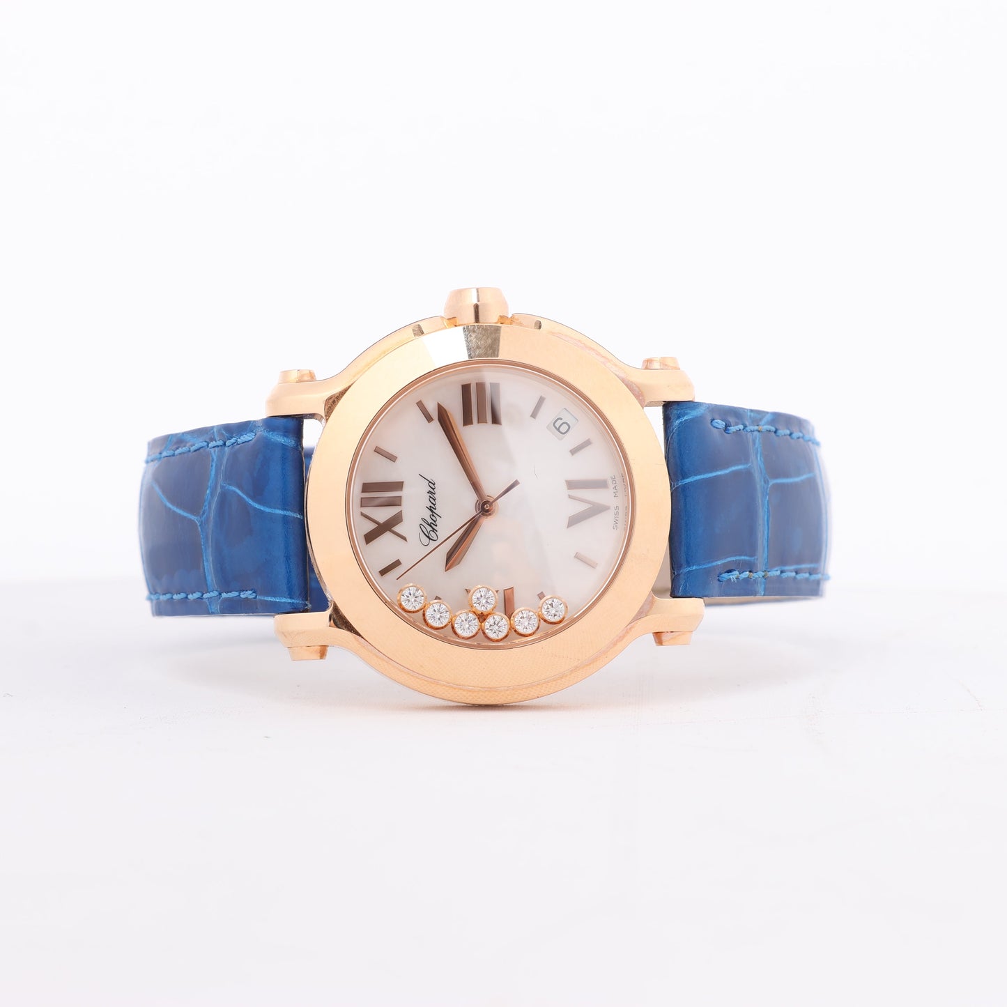 Chopard Happy Sport 277471-5001 Leder x RG QZ Uhr mit silbernem Zifferblatt