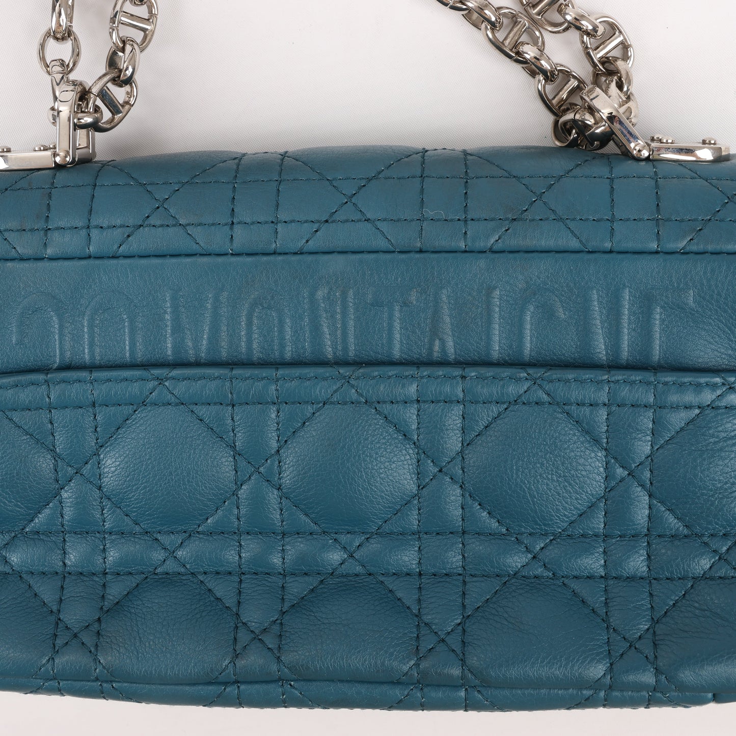 Christian Dior – Caro – Schultertasche aus blauem Leder mit Kettenriemen
