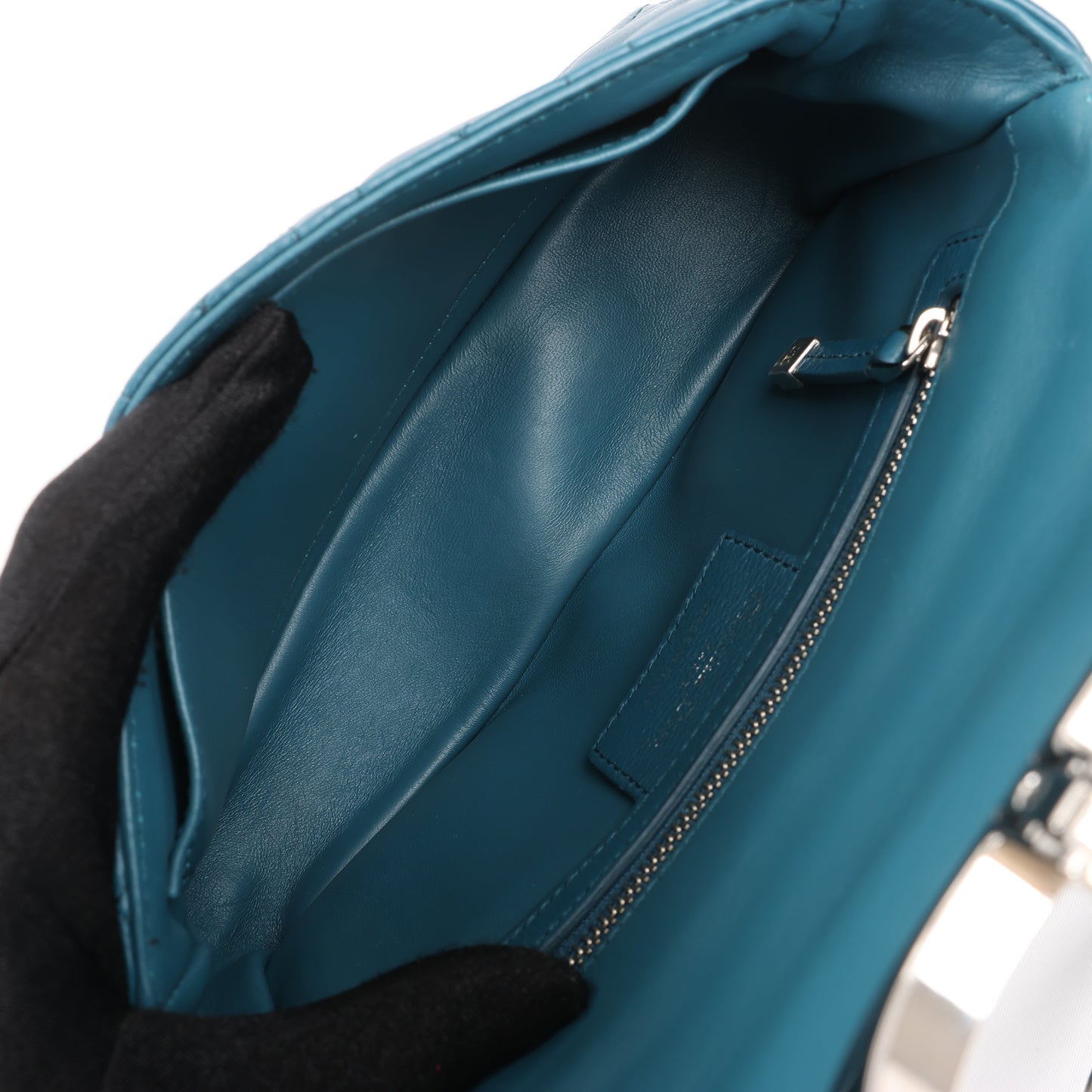 Christian Dior – Caro – Schultertasche aus blauem Leder mit Kettenriemen