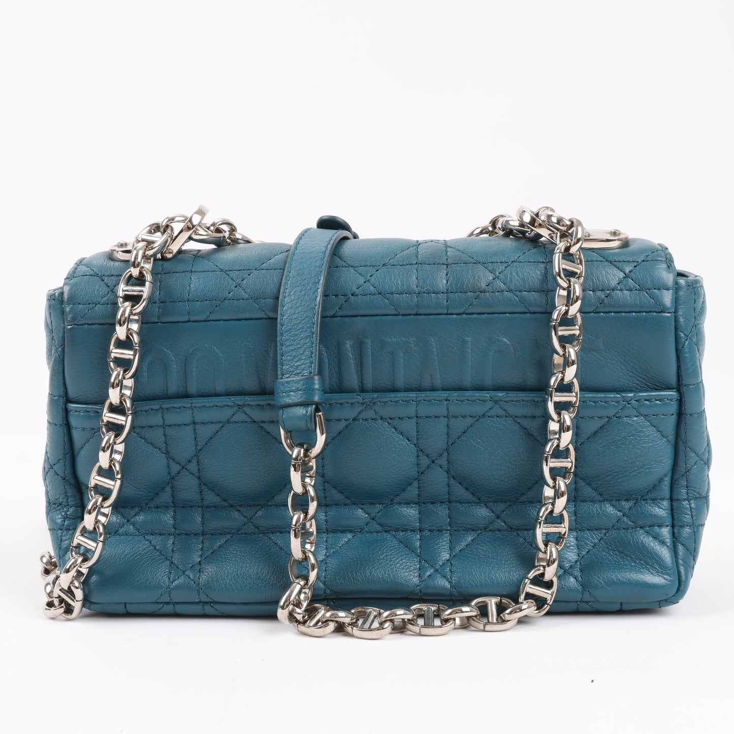 Christian Dior – Caro – Schultertasche aus blauem Leder mit Kettenriemen