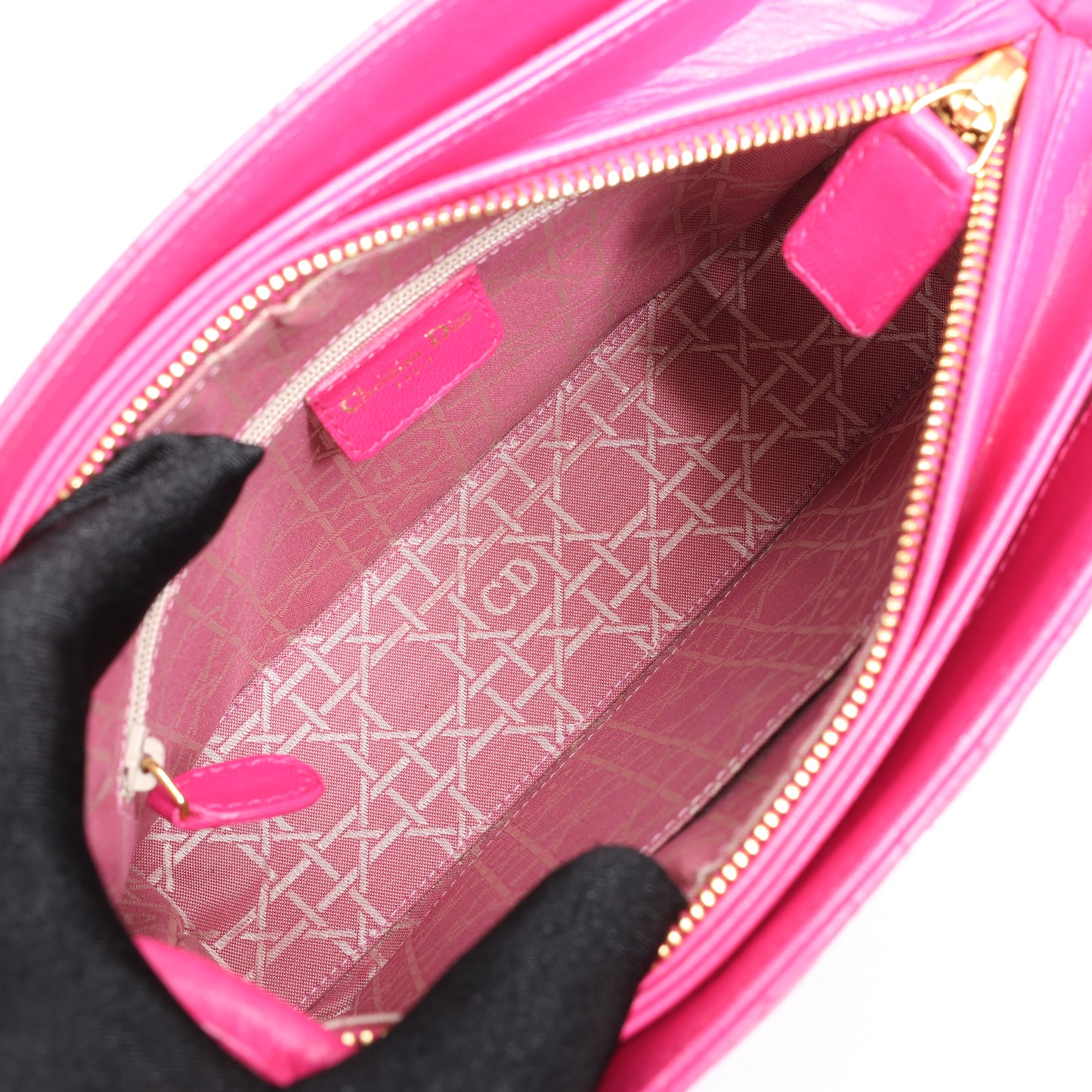 Christian Dior Vintage Cannage Leather Shoulder Bag in Pink