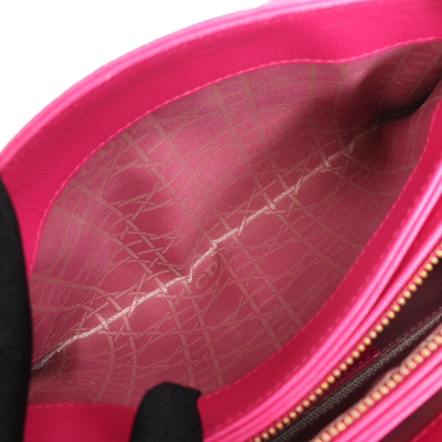 Christian Dior Vintage Cannage Leather Shoulder Bag in Pink