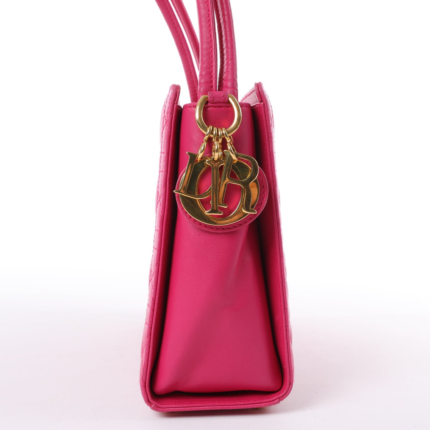 Christian Dior Vintage Cannage Leather Shoulder Bag in Pink