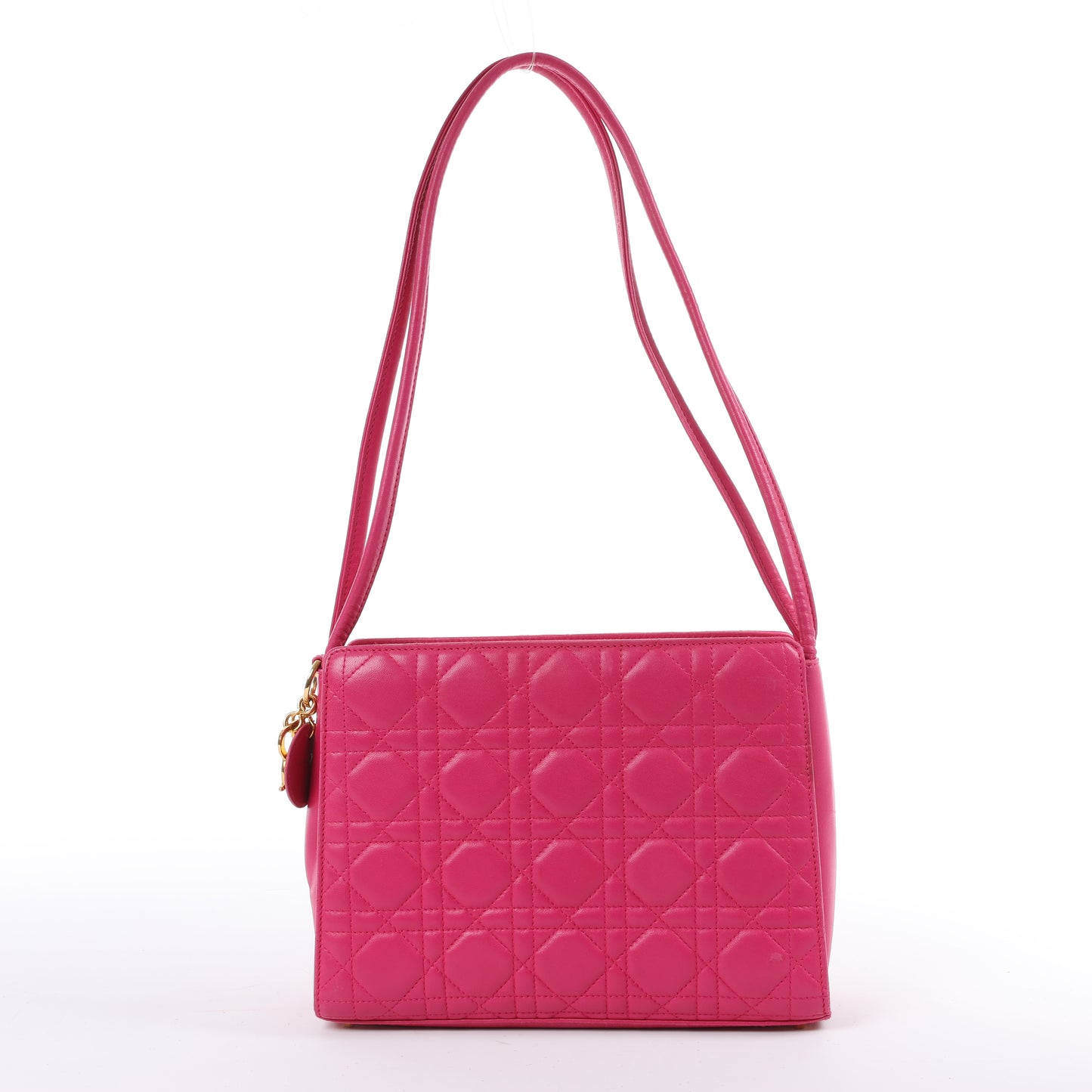 Christian Dior Vintage Cannage Leather Shoulder Bag in Pink