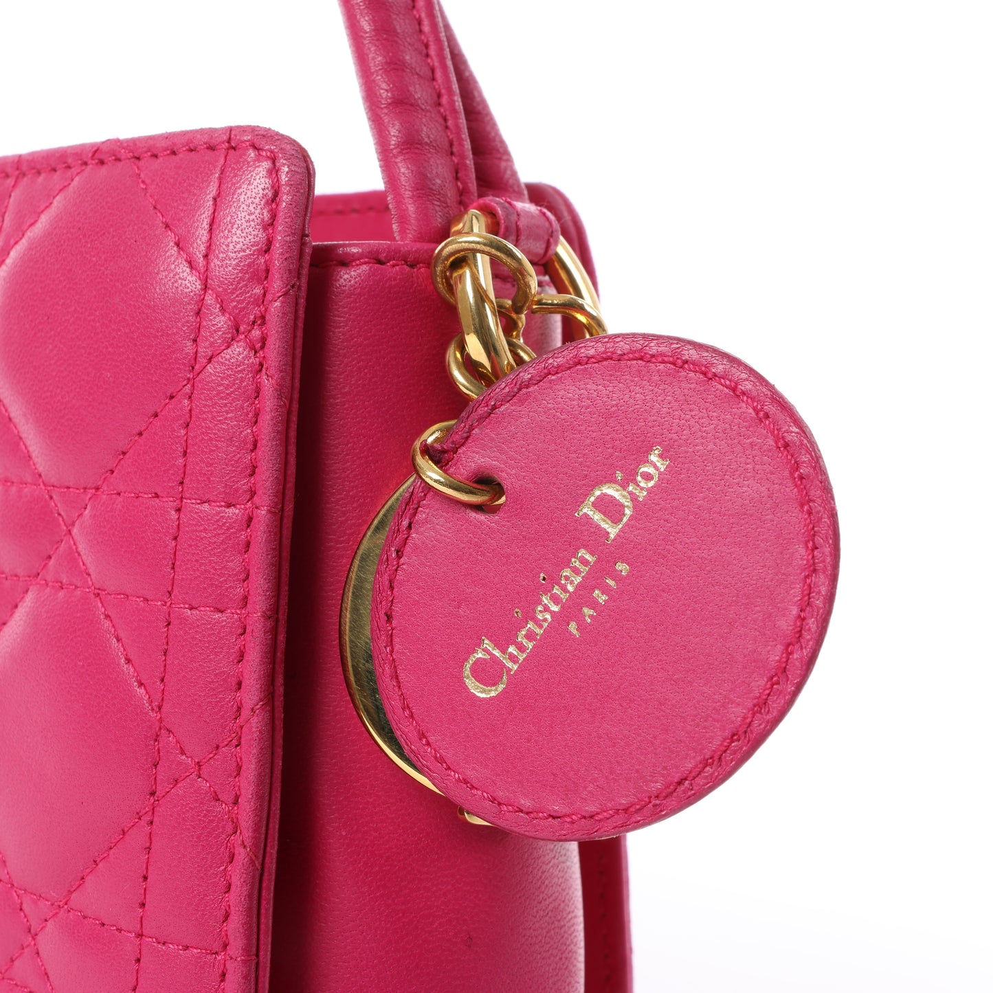 Christian Dior Vintage Cannage Leather Shoulder Bag in Pink