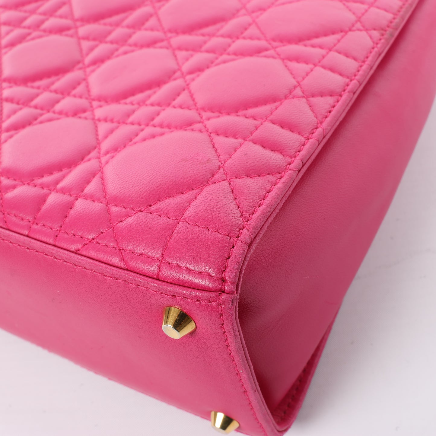 Christian Dior Vintage Cannage Leather Shoulder Bag in Pink