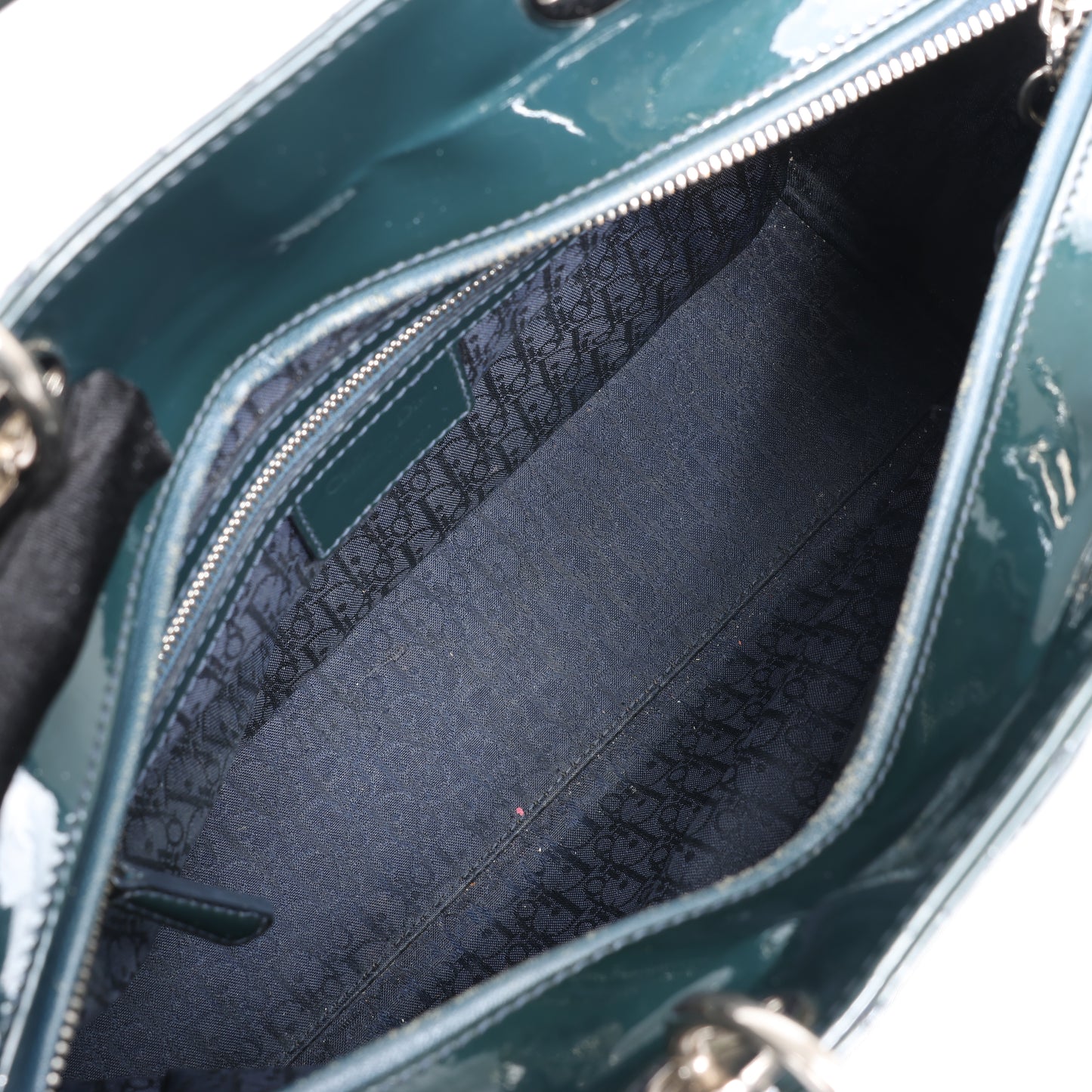 Christian Dior Lady Dior Large Cannage Patent Leather 2Way Handbag in Green