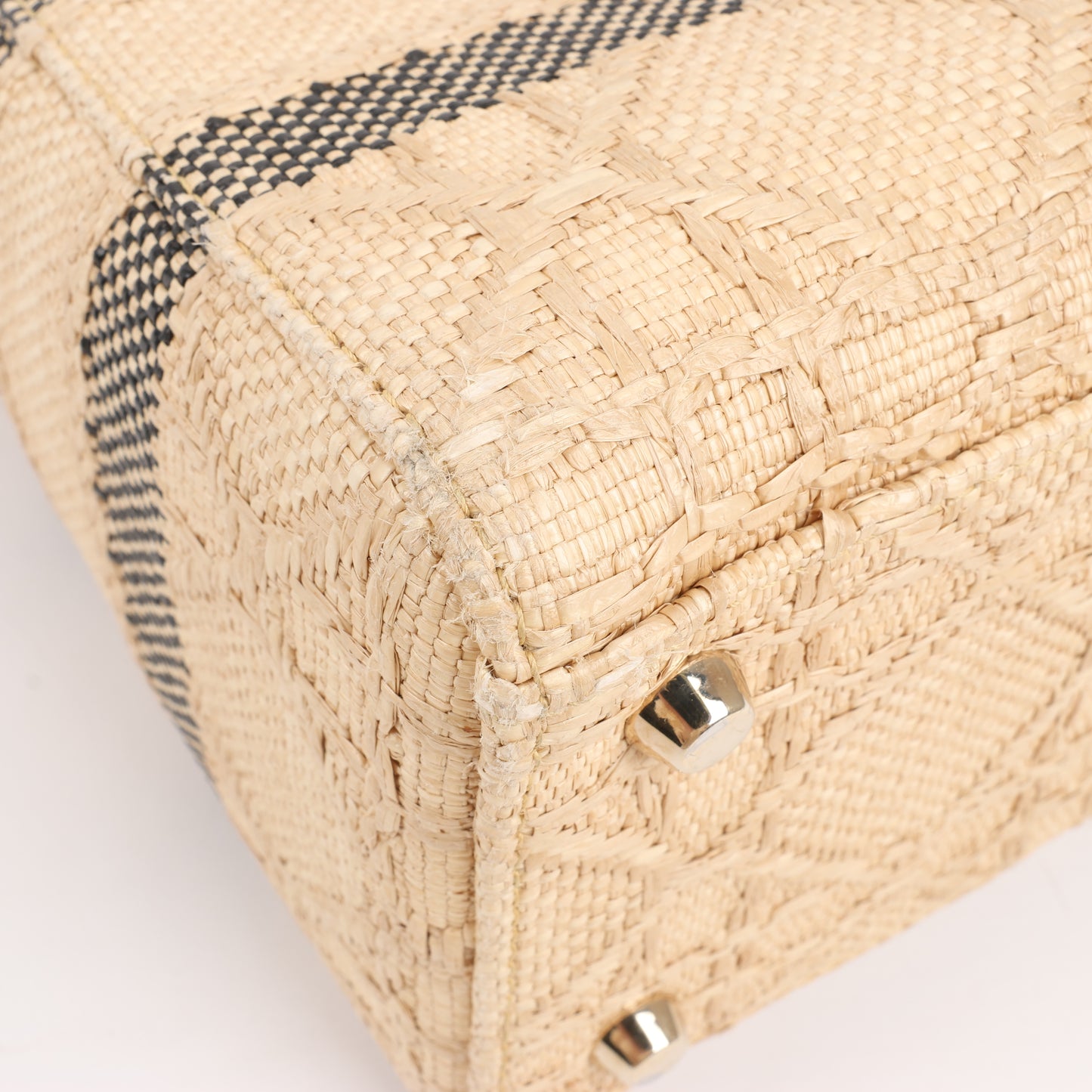 Christian Dior Lady D-Lite Raffia Woven Cannage Embroidered Medium 2Way Handtasche in Beige
