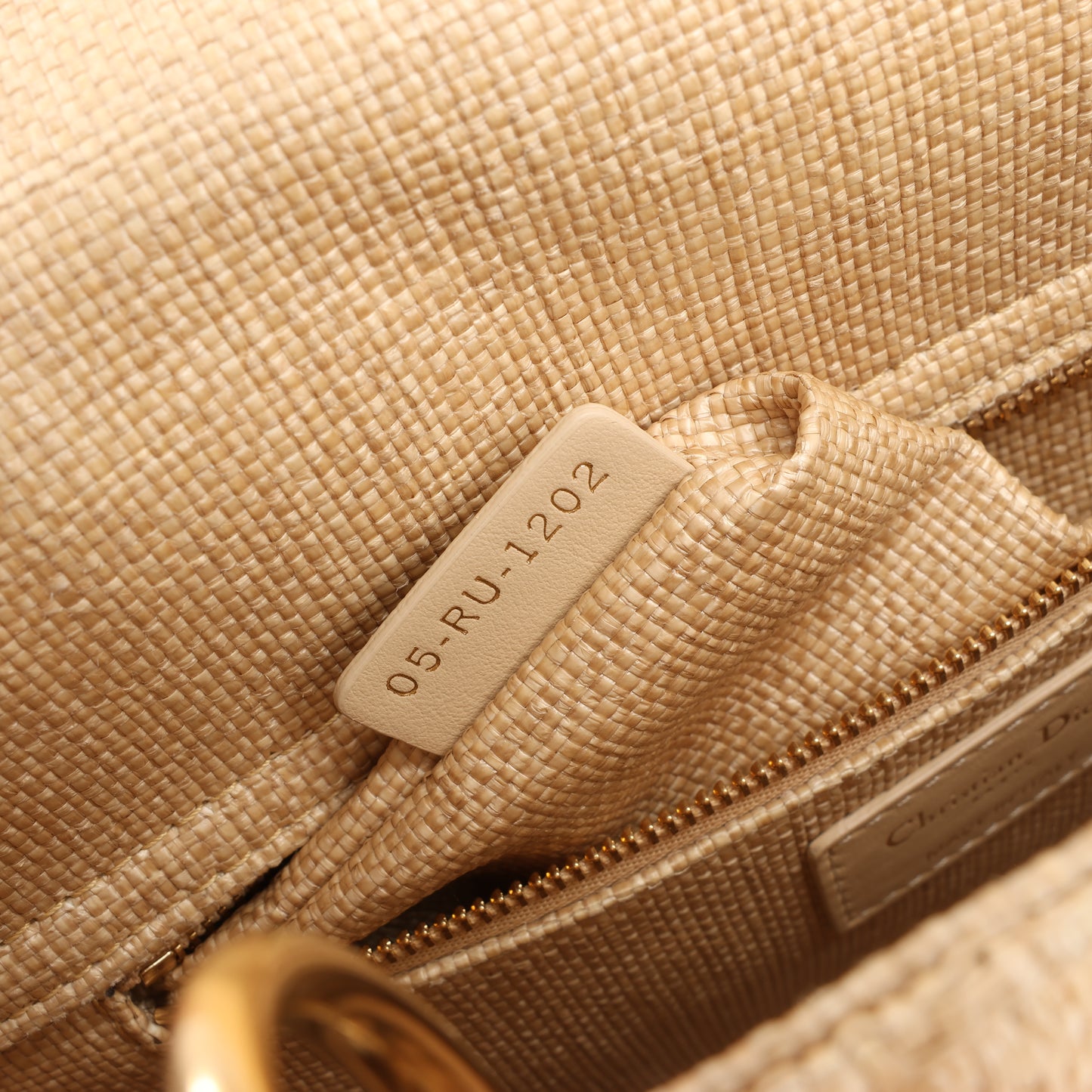 Christian Dior Lady D-Lite Raffia Woven Cannage Embroidered Medium 2Way Handtasche in Beige