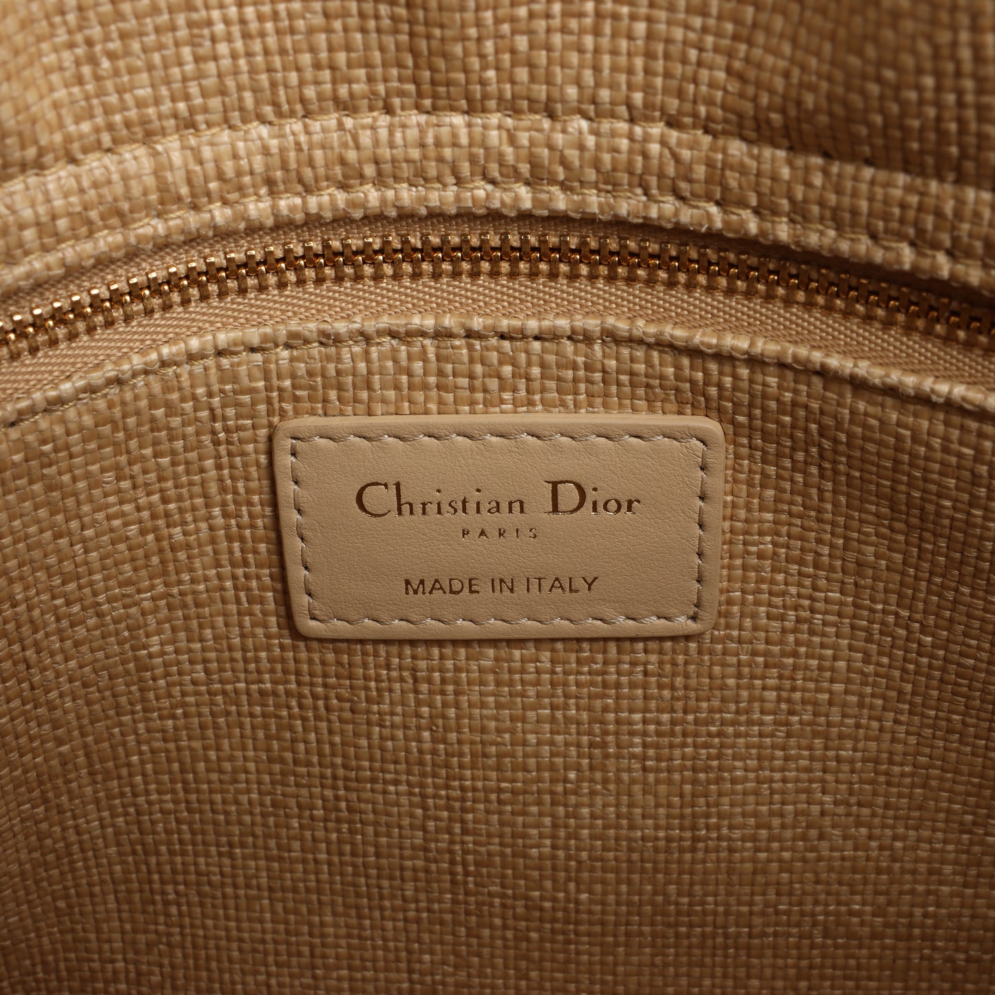 Christian Dior Lady D-Lite Raffia Woven Cannage Embroidered Medium 2Way Handtasche in Beige