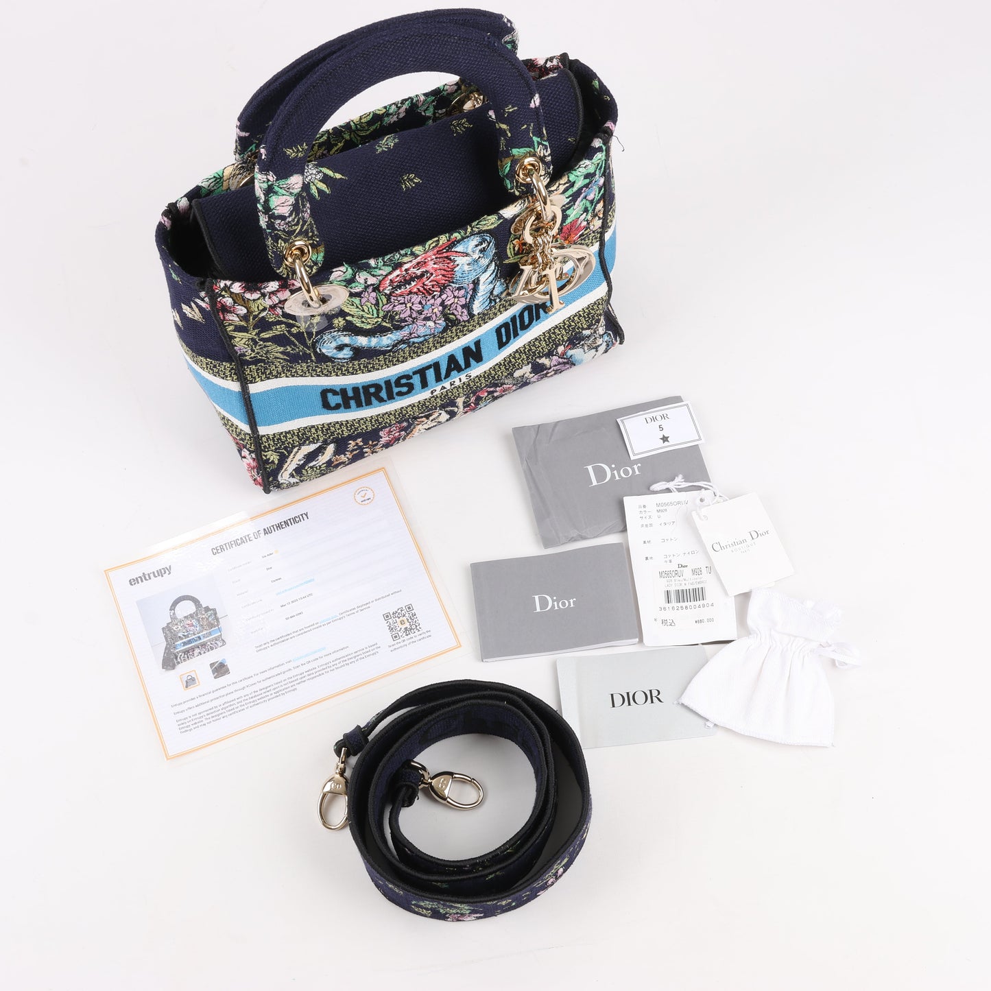Christian Dior Lady D-Lite Canvas D-Constellation Embroidered Medium 2Way Handbag in Multicolor