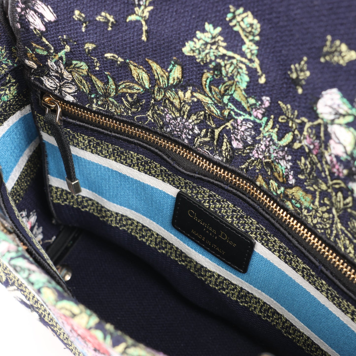 Christian Dior Lady D-Lite Canvas D-Constellation Embroidered Medium 2Way Handbag in Multicolor