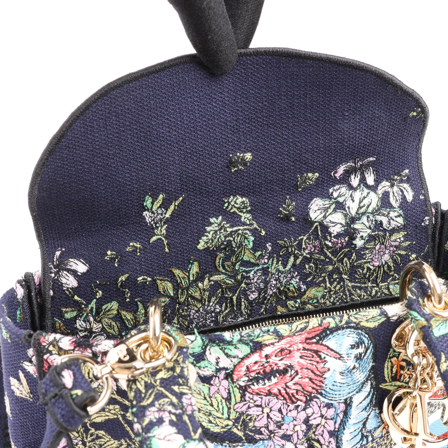 Christian Dior Lady D-Lite Canvas D-Constellation Embroidered Medium 2Way Handbag in Multicolor