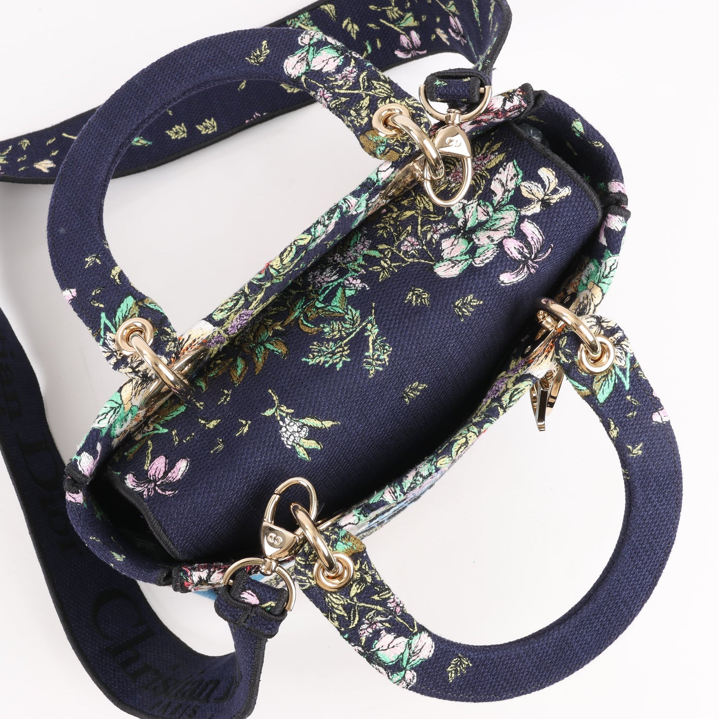 Christian Dior Lady D-Lite Canvas D-Constellation Embroidered Medium 2Way Handbag in Multicolor