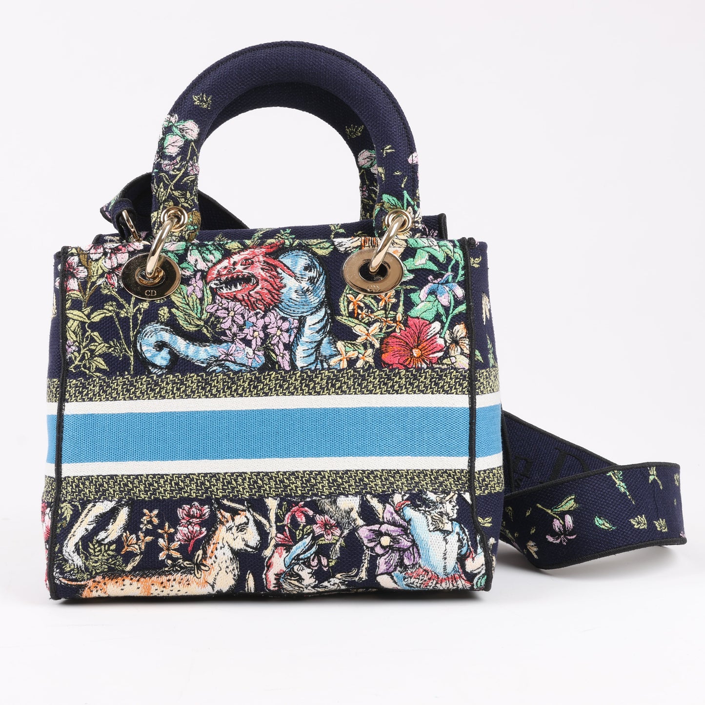 Christian Dior Lady D-Lite Canvas D-Constellation Embroidered Medium 2Way Handbag in Multicolor