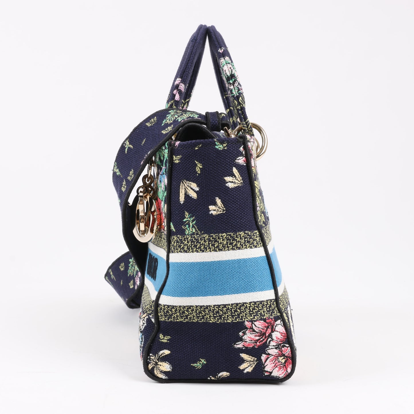 Christian Dior Lady D-Lite Canvas D-Constellation Embroidered Medium 2Way Handbag in Multicolor