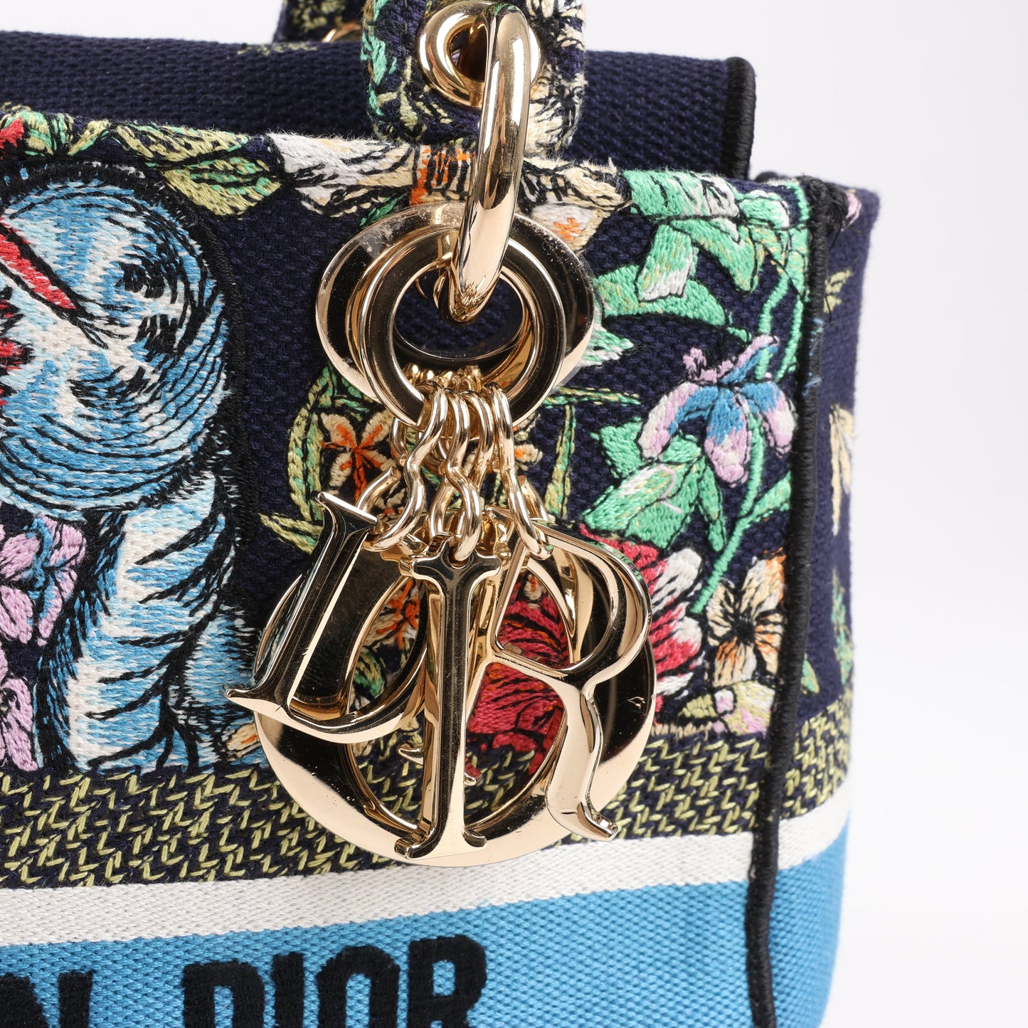 Christian Dior Lady D-Lite Canvas D-Constellation Embroidered Medium 2Way Handbag in Multicolor