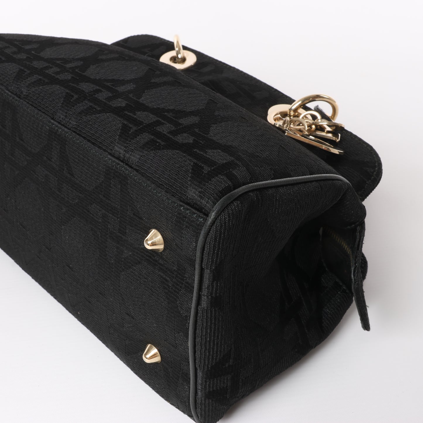 Sac à main en toile enduite Macros Cannage de Christian Dior, noir