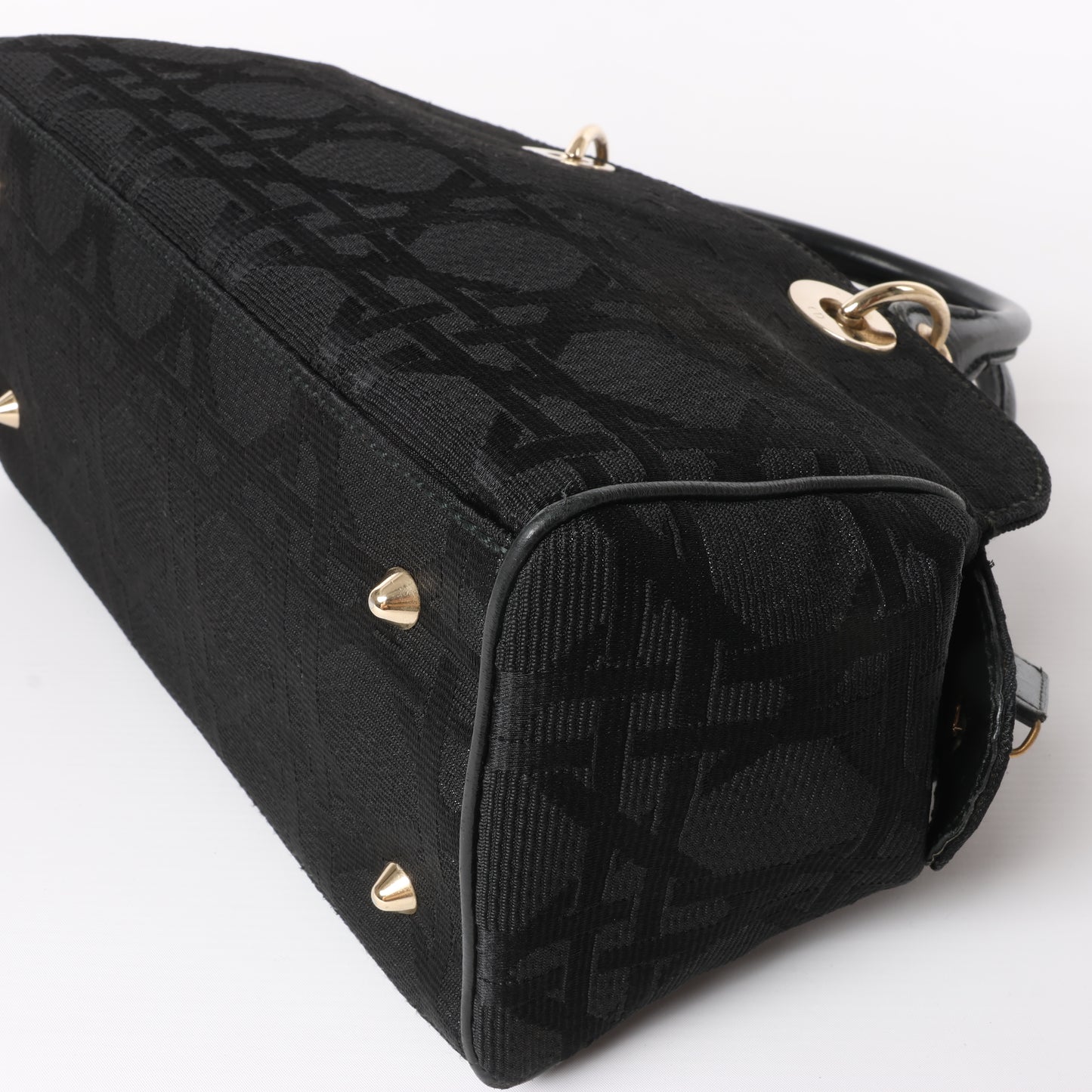 Sac à main en toile enduite Macros Cannage de Christian Dior, noir