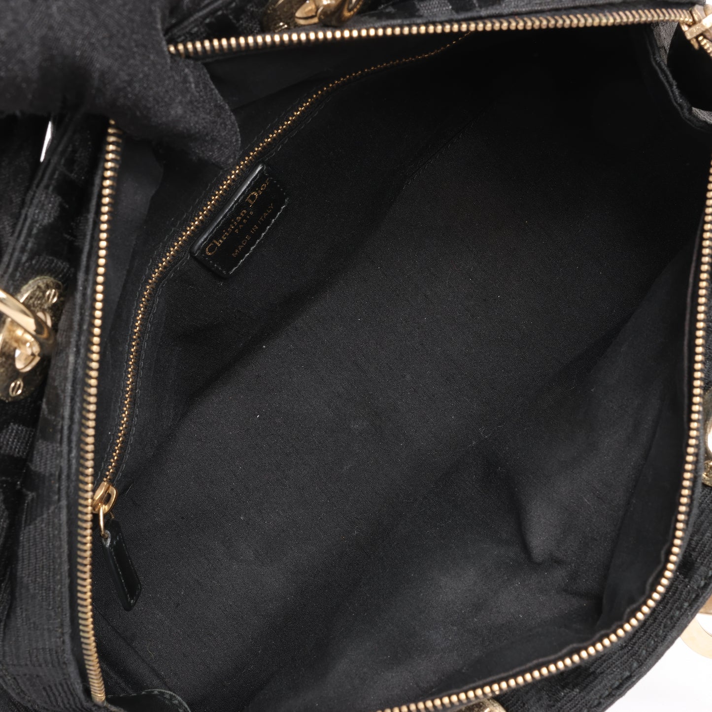 Sac à main en toile enduite Macros Cannage de Christian Dior, noir
