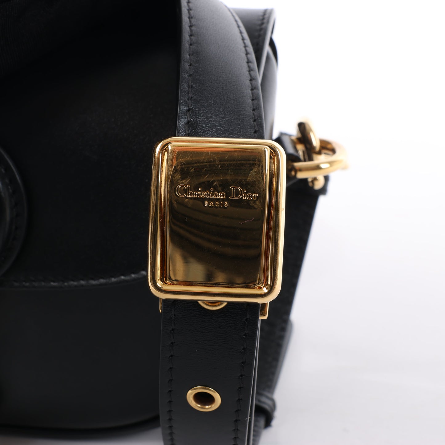Petit sac bandoulière à rabat en cuir de veau Christian Dior Bobby noir