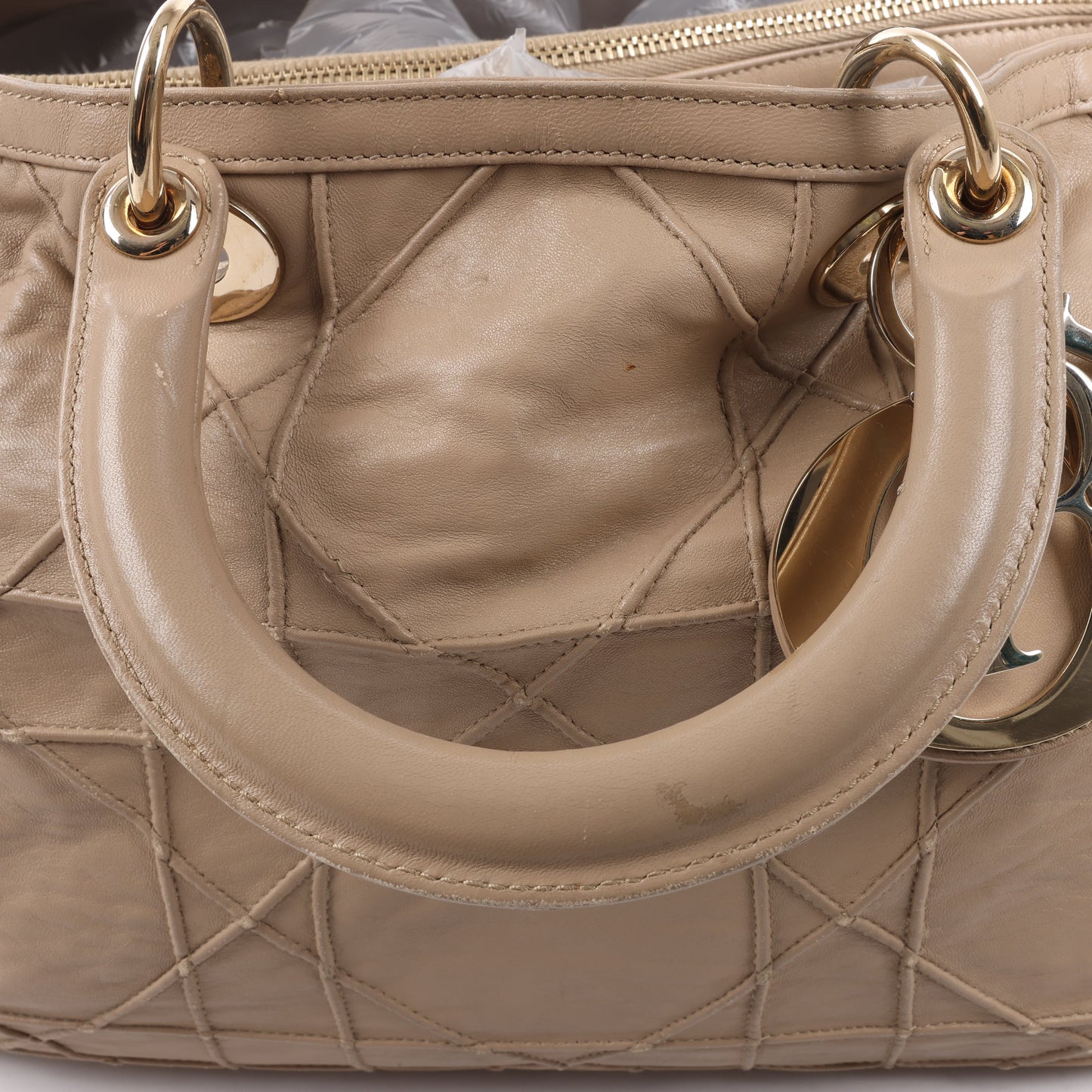 Christian Dior Granville Cannage Lederhandtasche in Beige
