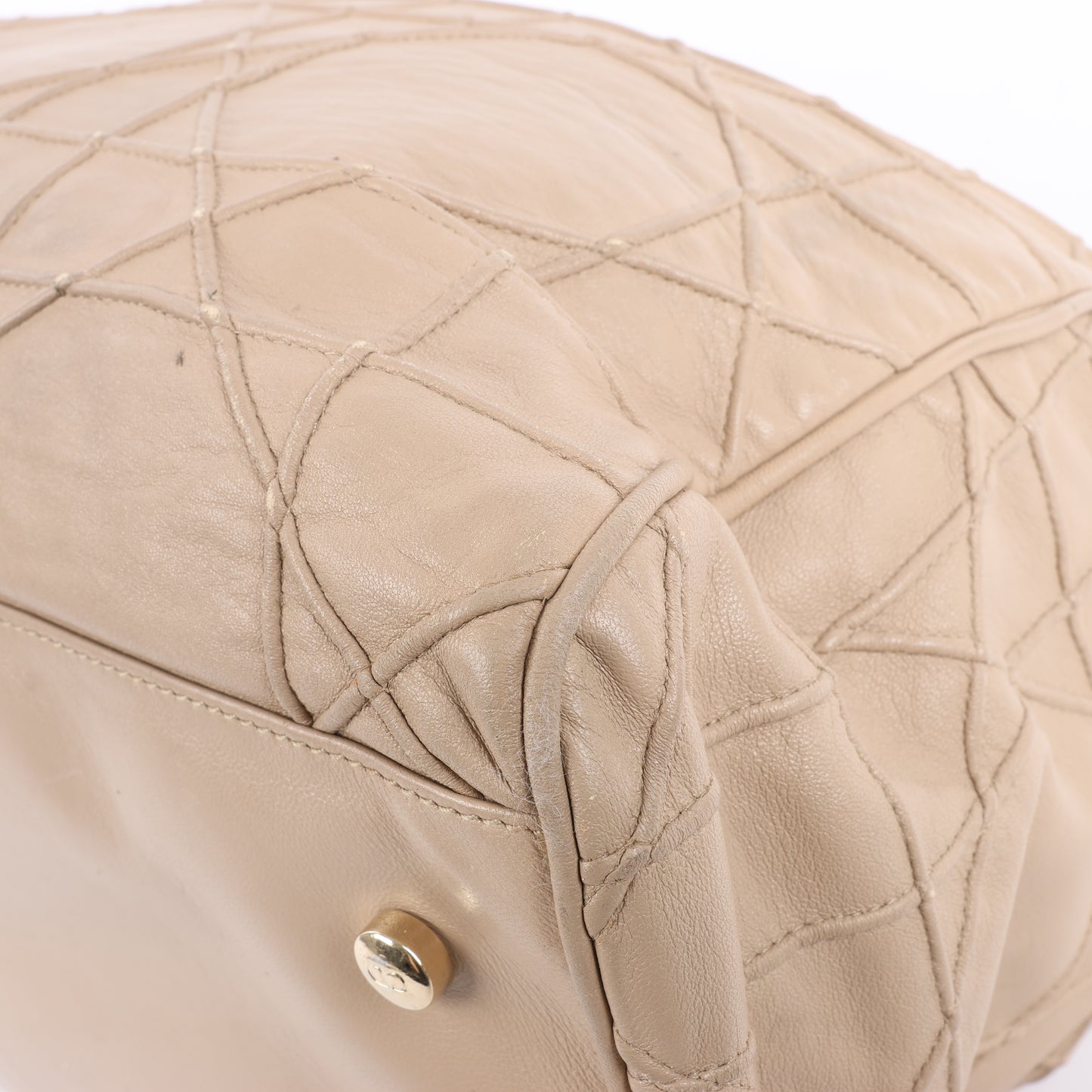 Christian Dior Granville Cannage Lederhandtasche in Beige