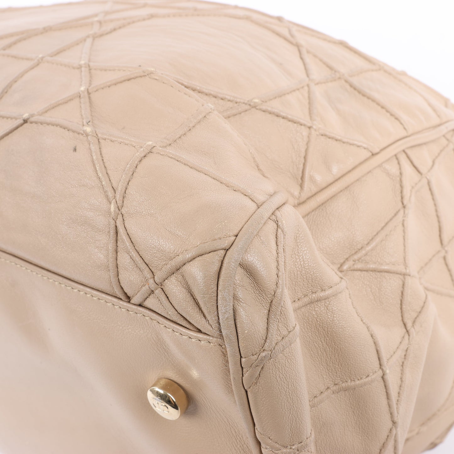 Christian Dior Granville Cannage Lederhandtasche in Beige