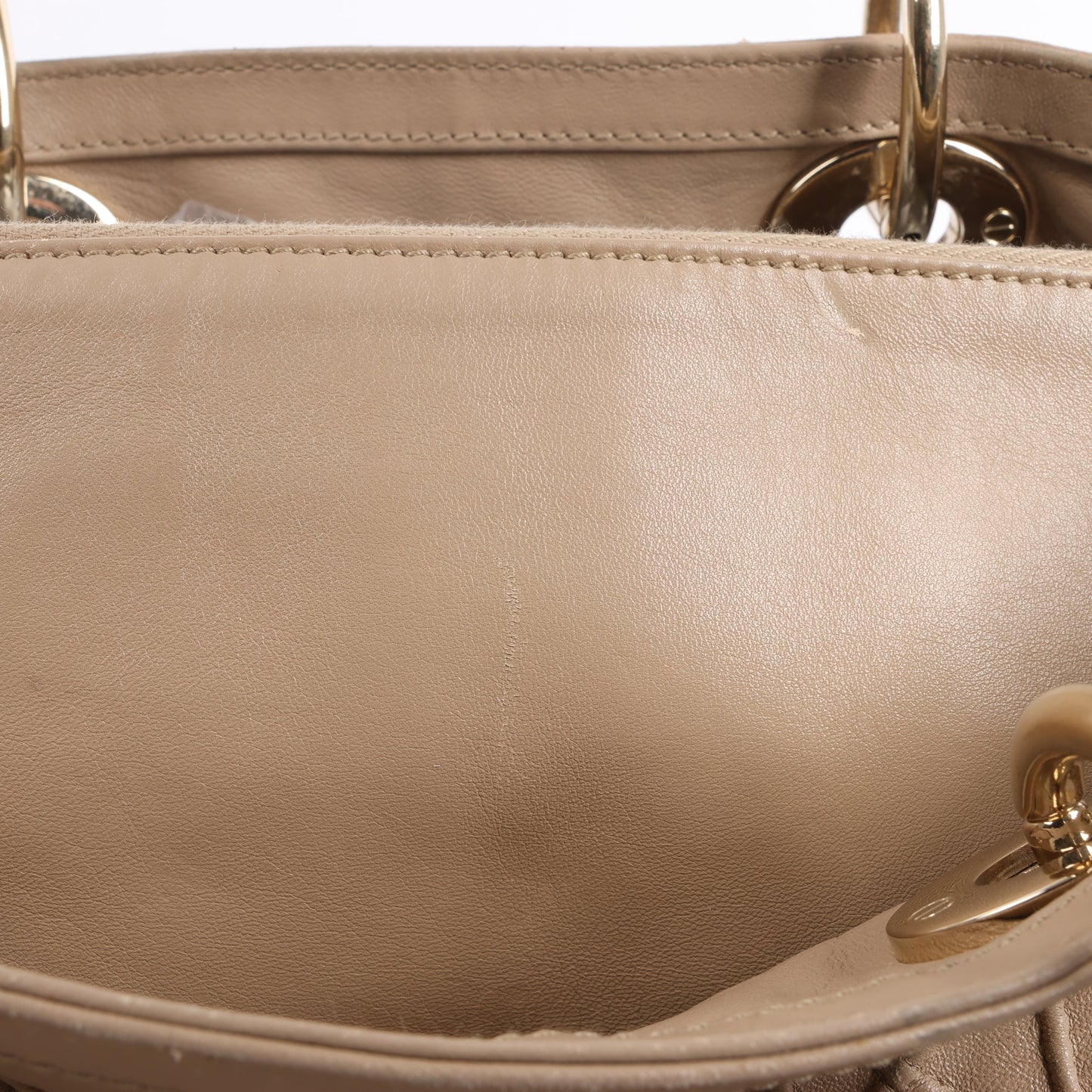 Christian Dior Granville Cannage Lederhandtasche in Beige