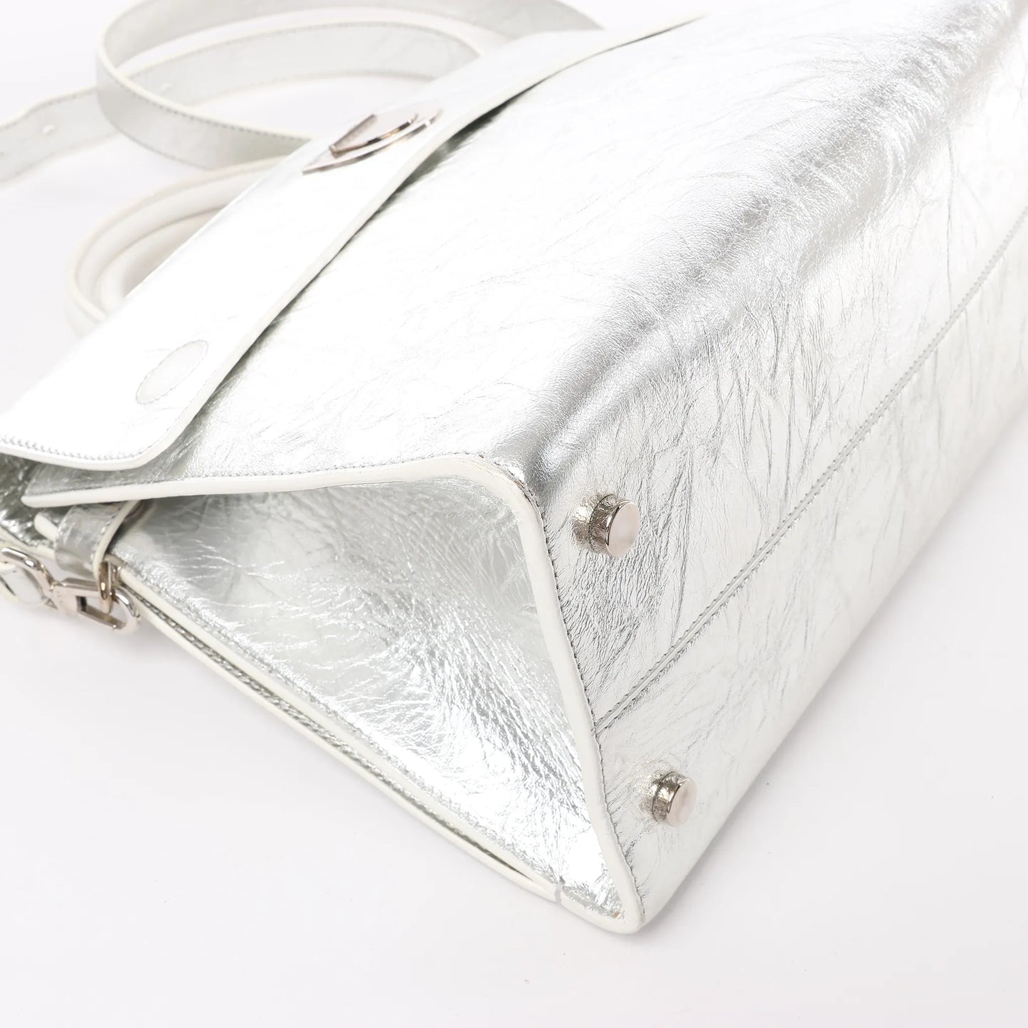 Christian Dior Diorever Medium Leather 2Way Handbag in Silver
