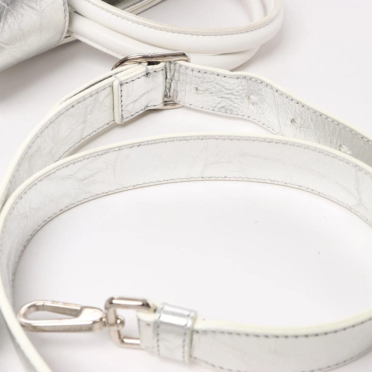 Christian Dior Diorever Medium Leather 2Way Handbag in Silver