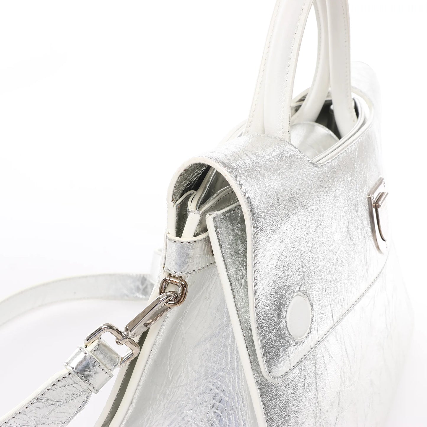Christian Dior Diorever Medium Leather 2Way Handbag in Silver