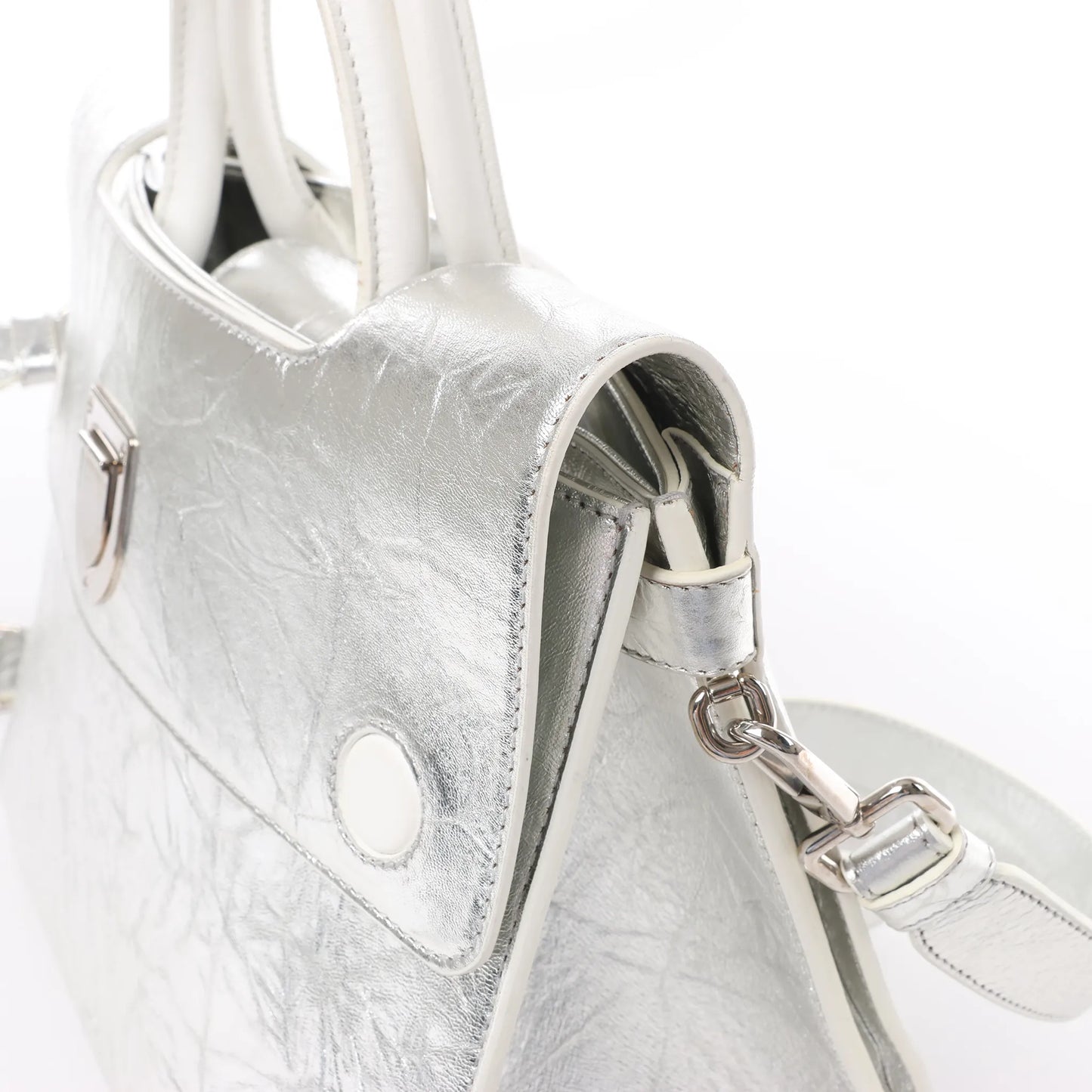 Christian Dior Diorever Medium Leather 2Way Handbag in Silver