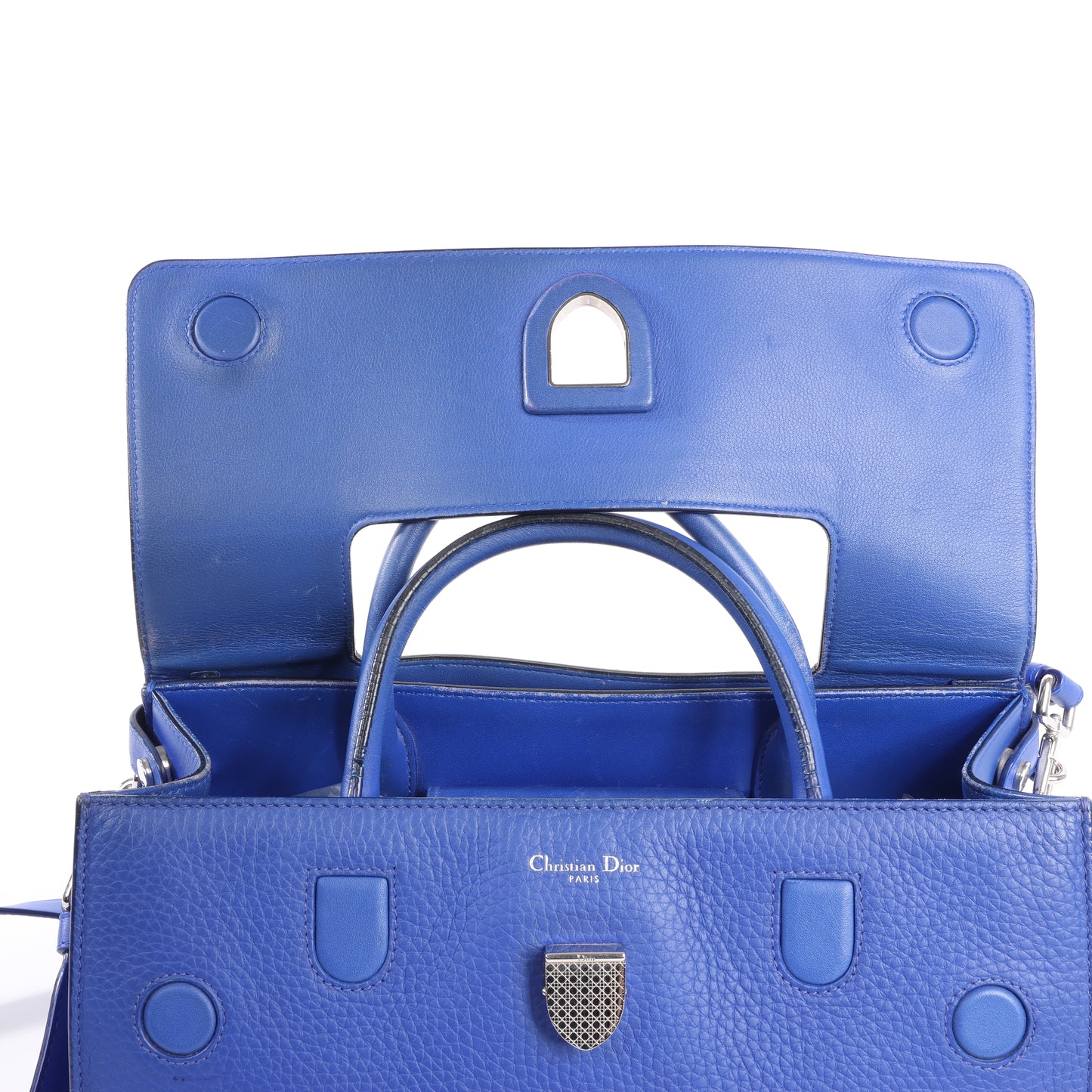 Christian Dior Diorever – Mittlere 2-Wege-Handtasche aus Leder in Blau