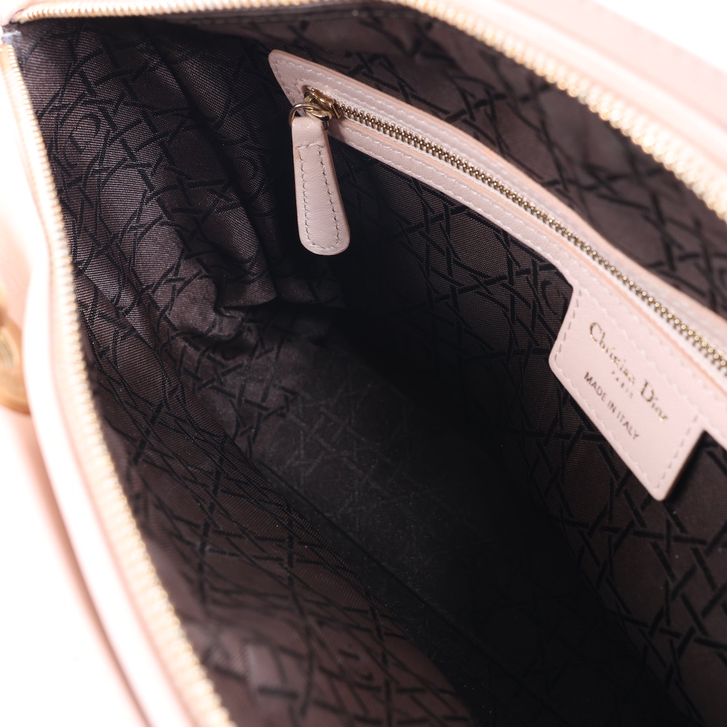 Christian Dior Lady Dior Cannage Große 2-Wege-Handtasche aus Leder in Hellrosa