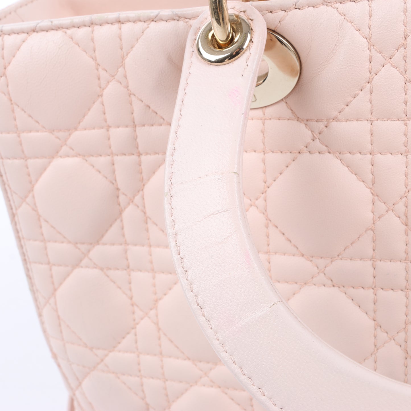 Christian Dior Lady Dior Cannage Große 2-Wege-Handtasche aus Leder in Hellrosa