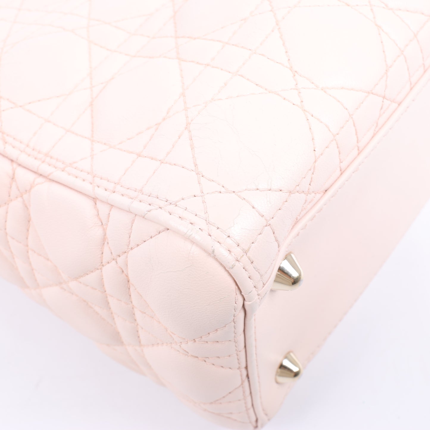 Christian Dior Lady Dior Cannage Große 2-Wege-Handtasche aus Leder in Hellrosa