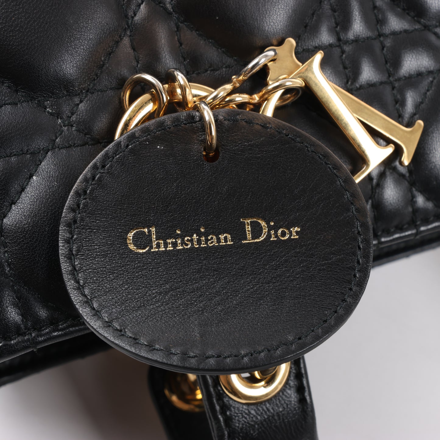 Christian Dior Lady Dior Cannage Leder Mittlere 2Way Handtasche in Schwarz