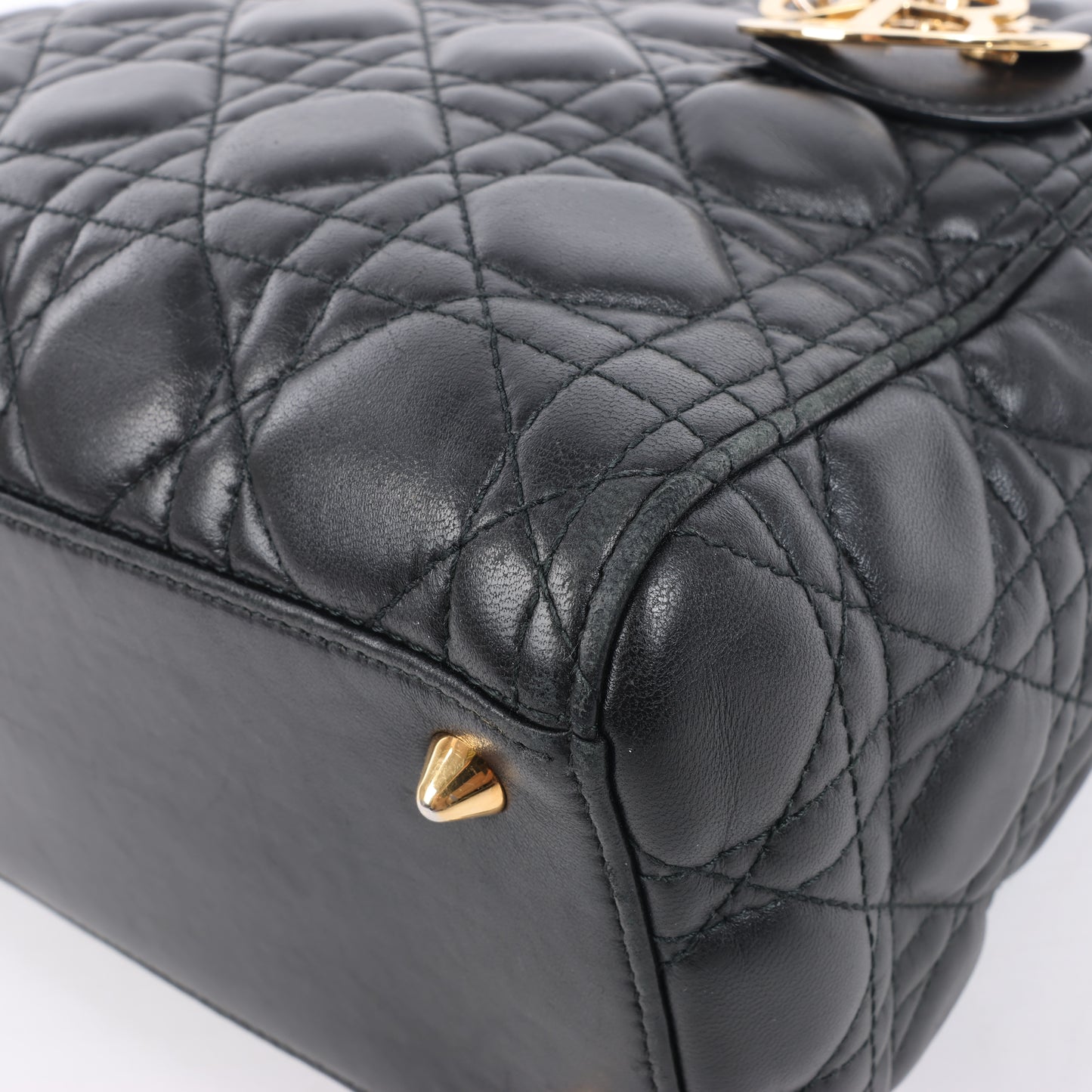 Christian Dior Lady Dior Cannage Leder Mittlere 2Way Handtasche in Schwarz