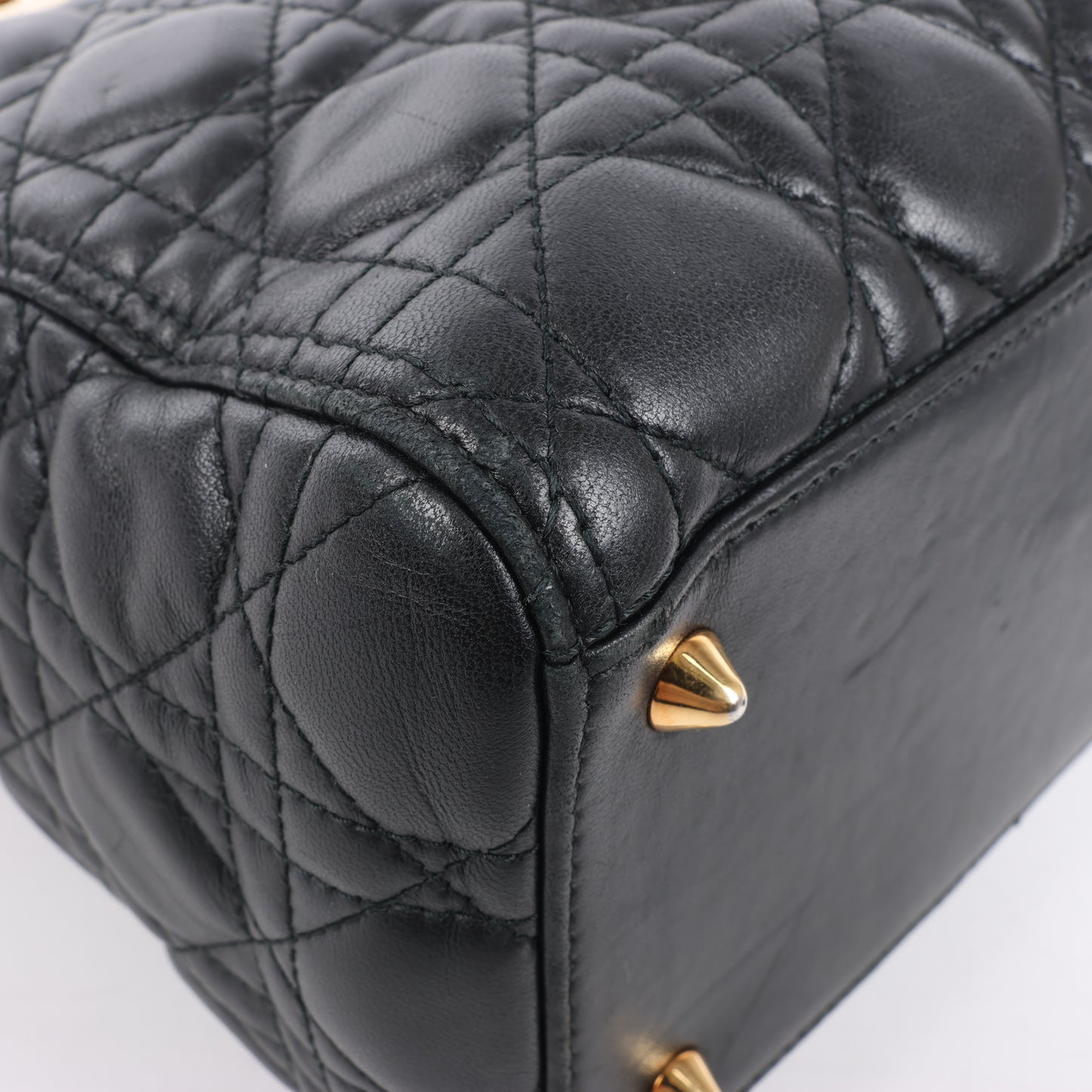 Christian Dior Lady Dior Cannage Leder Mittlere 2Way Handtasche in Schwarz