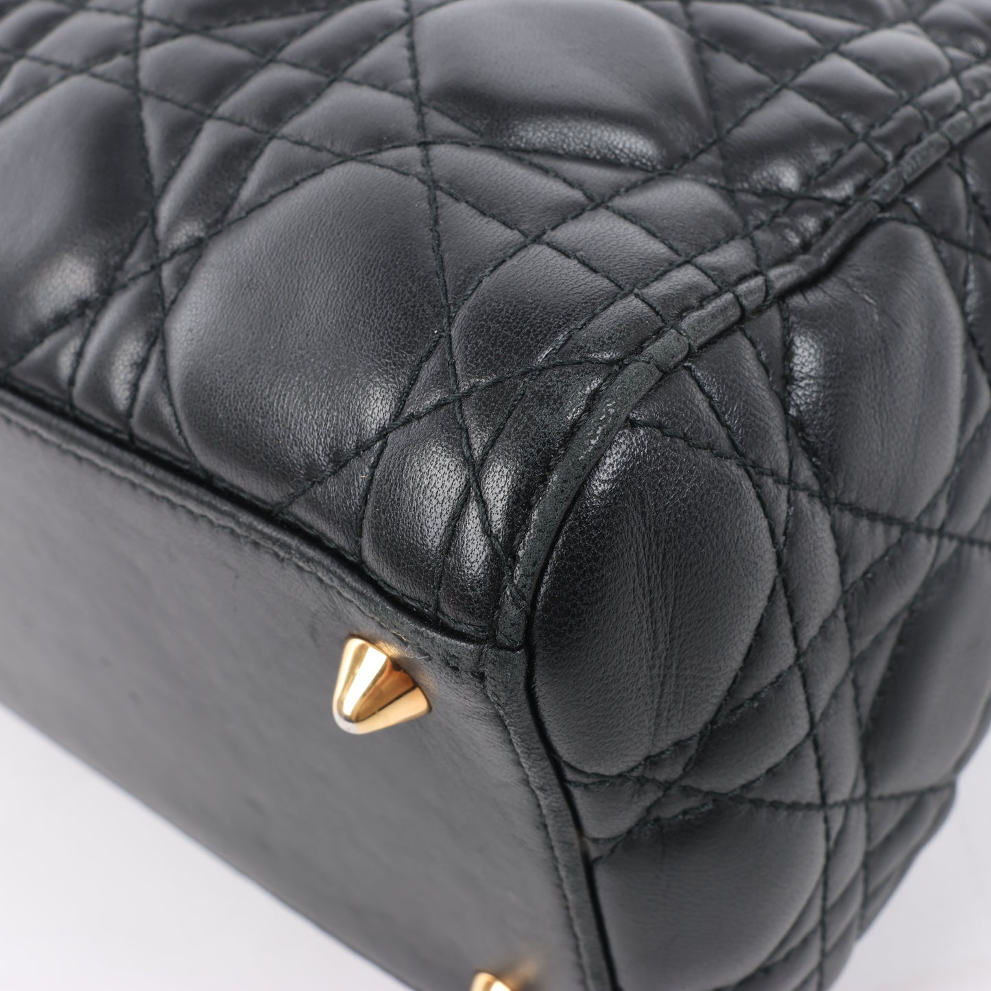 Christian Dior Lady Dior Cannage Leder Mittlere 2Way Handtasche in Schwarz
