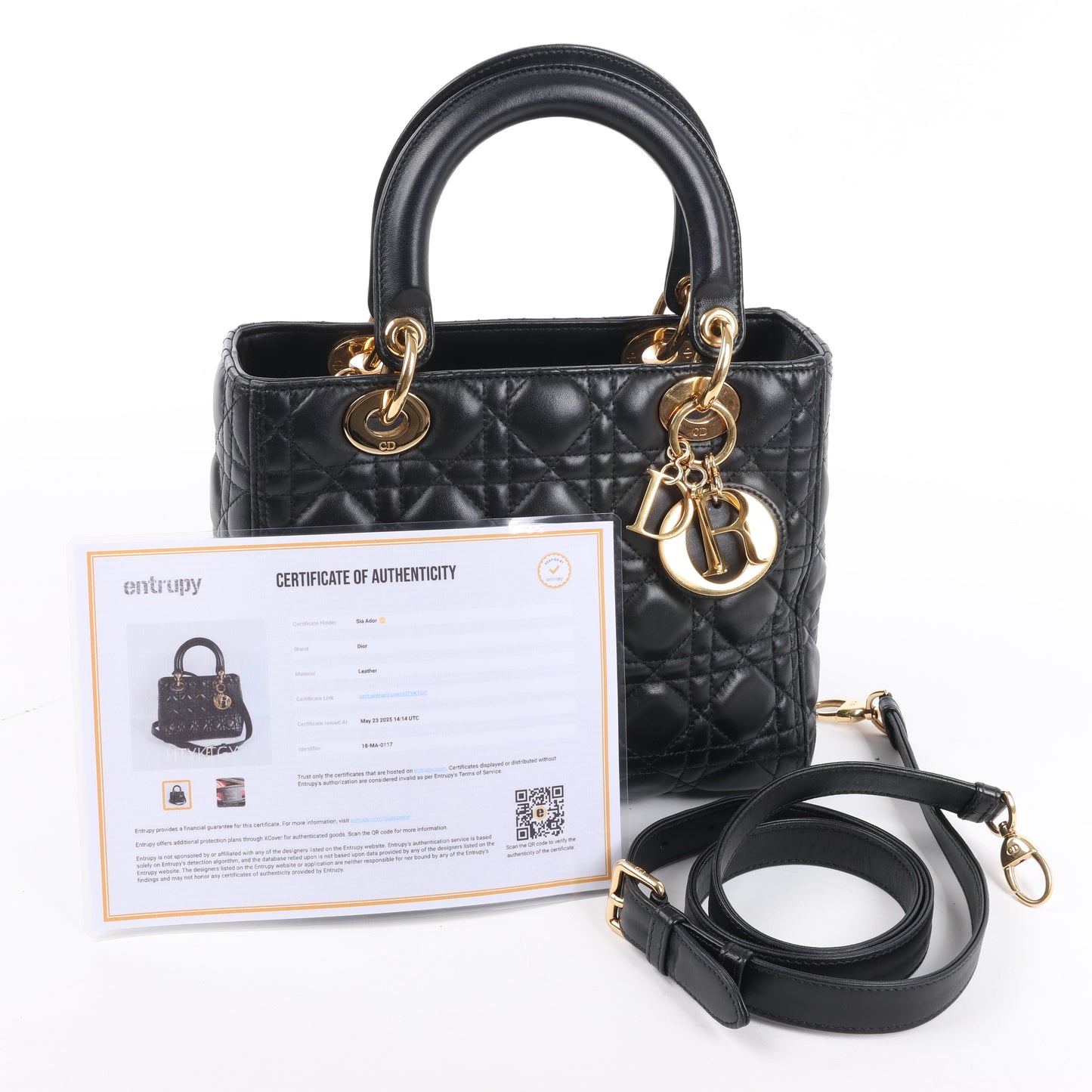 Christian Dior Lady Dior Cannage Leder Mittlere 2Way Handtasche in Schwarz