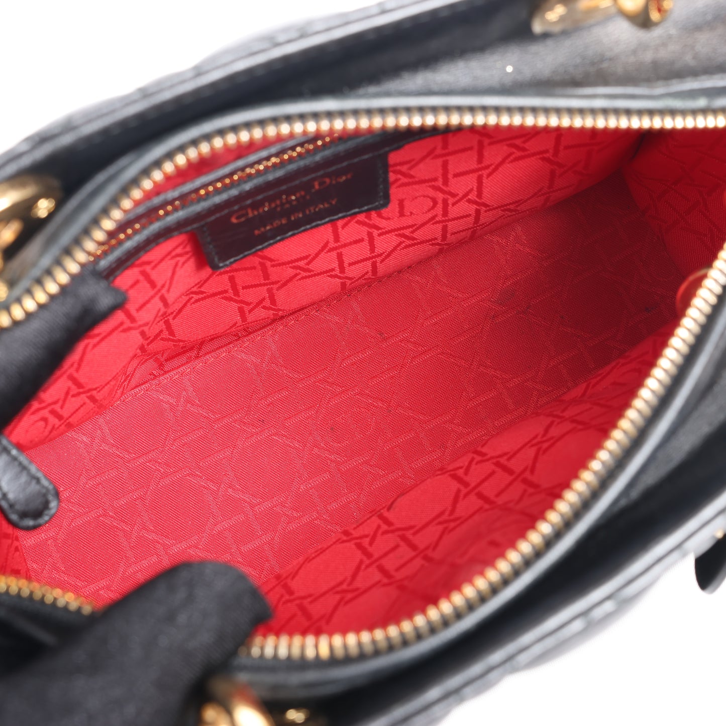 Christian Dior Lady Dior Cannage Leder Mittlere 2Way Handtasche in Schwarz